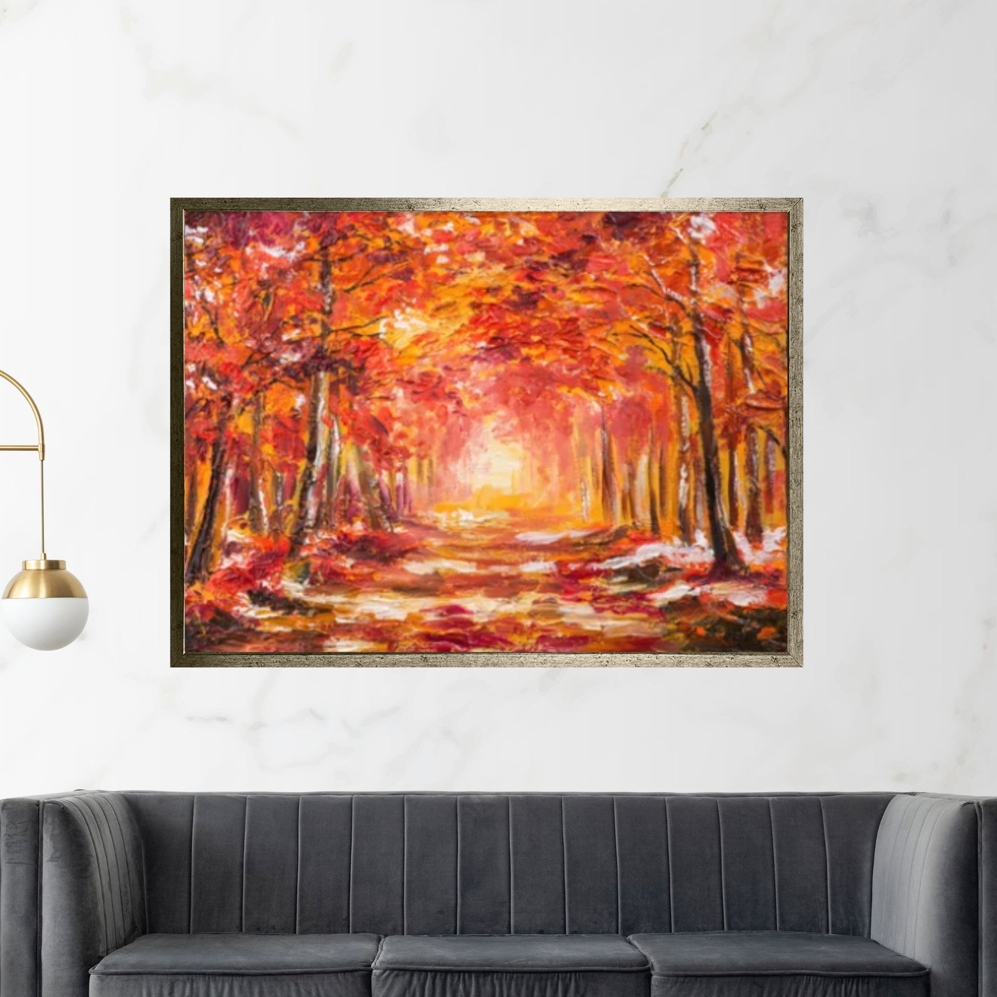 Oil painting landscape - colorful autumn forest Canvas Wall Art, Design Landscape Canvas Wall Art - Y Canvas