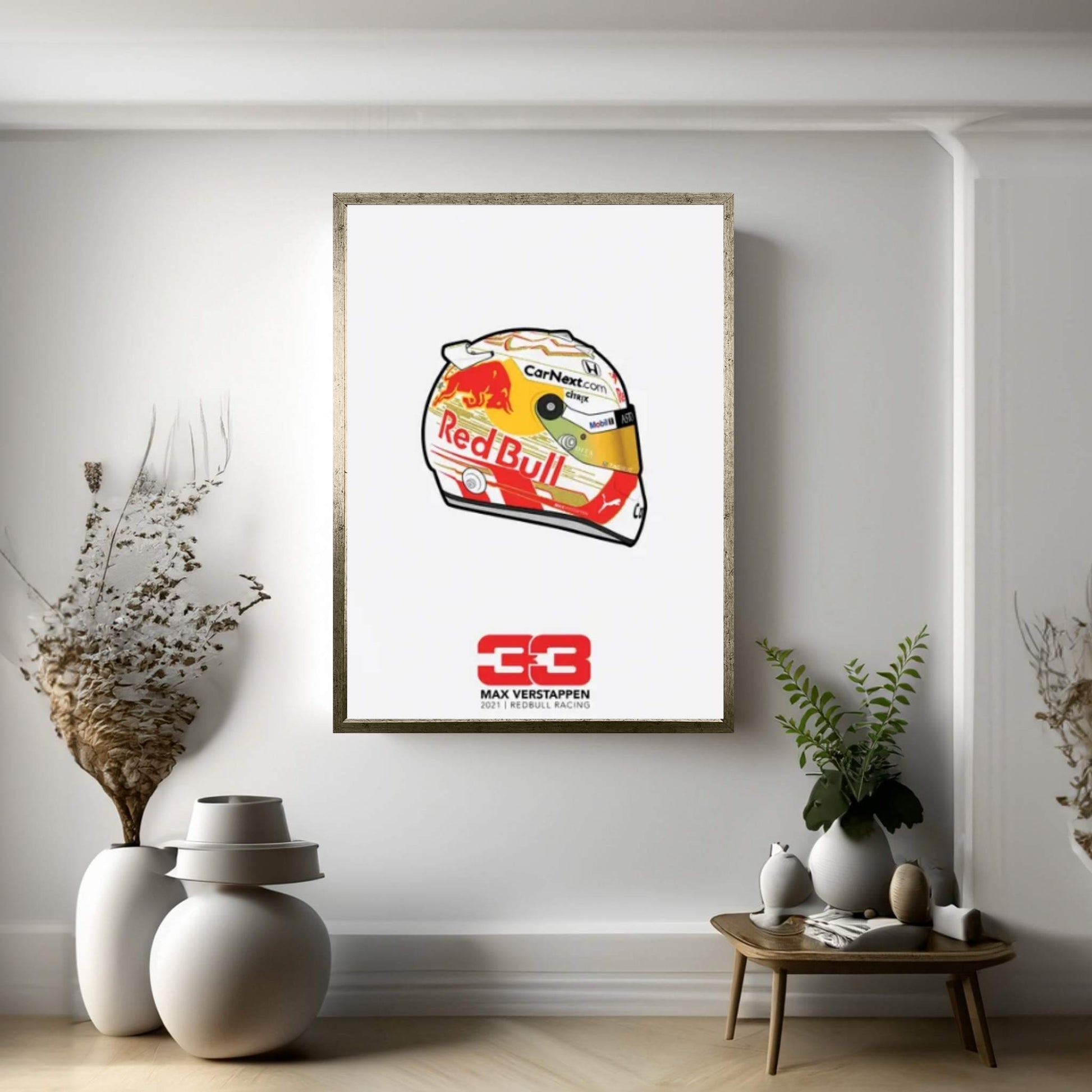 Max Verstappen Helmet 2021 (White) Canvas Wall Art - Y Canvas