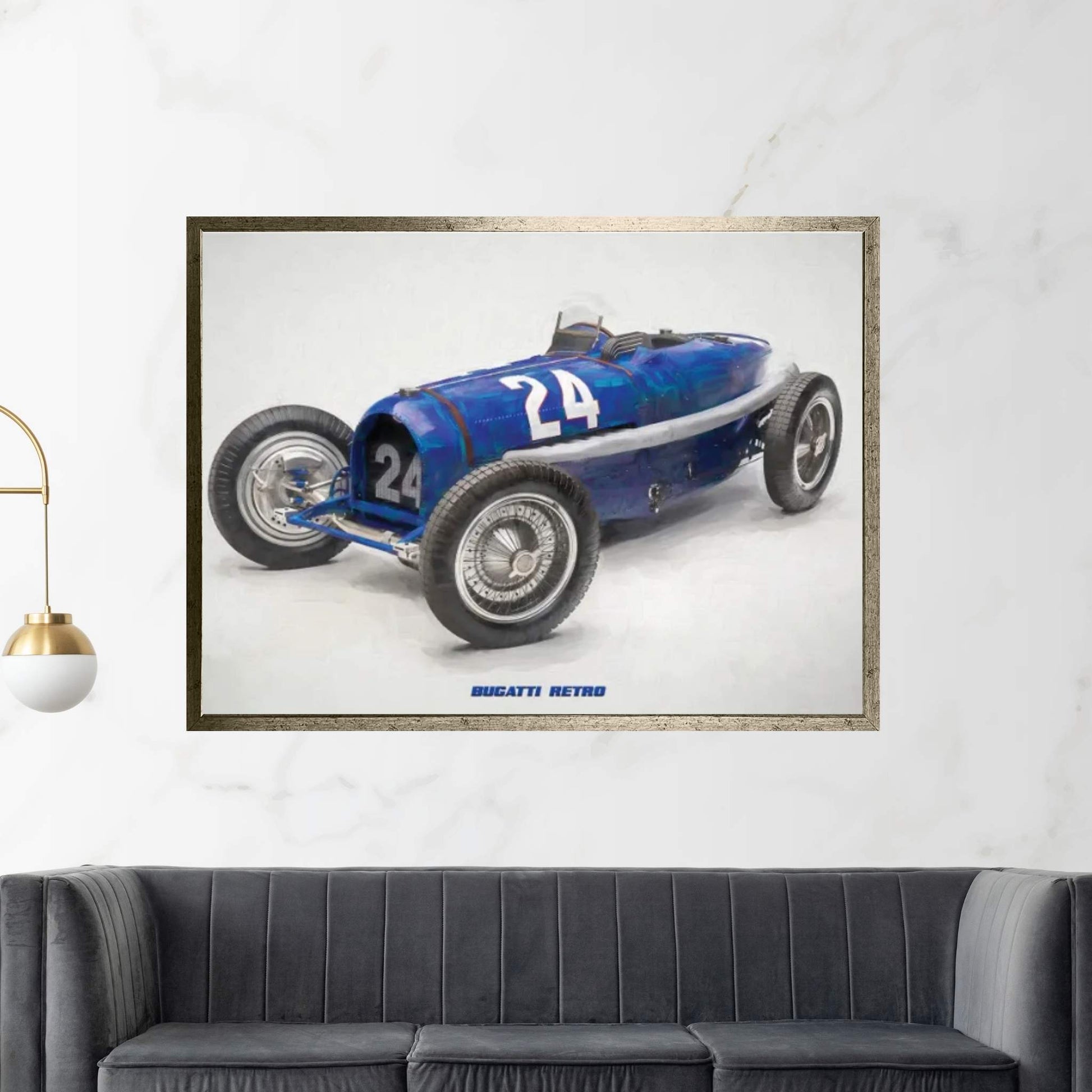 Bugatti Retro In Watercolor Canvas Wall Art - Y Canvas