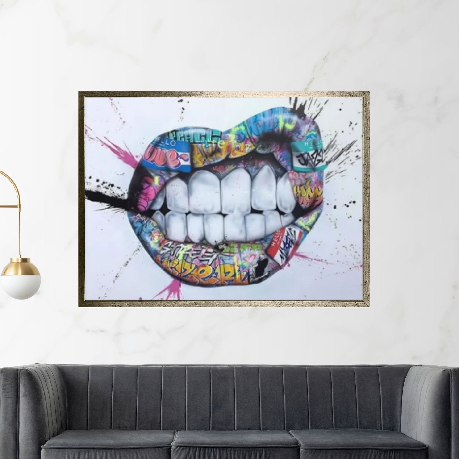 Banksy Poster, Sexy Lip Art Canvas Decor, Print Poster Graffiti Wall Art - Y Canvas