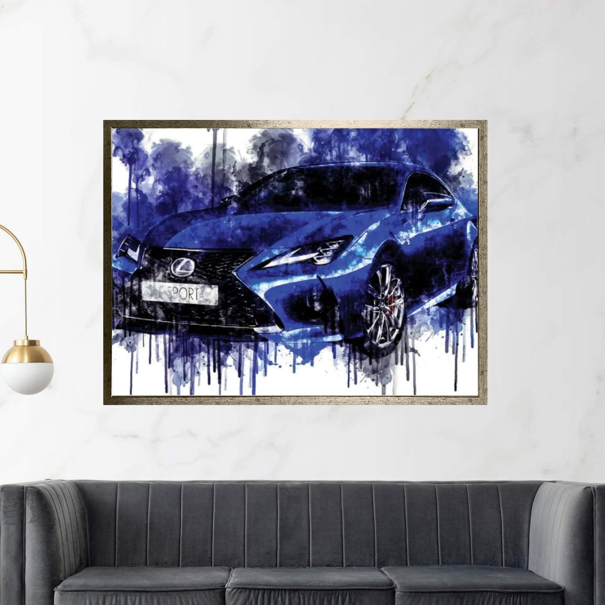 Car 2019 Lexus RC 350 F Sport Cars Watercolor Painting Colorful Art Canvas Wall Art - Y Canvas