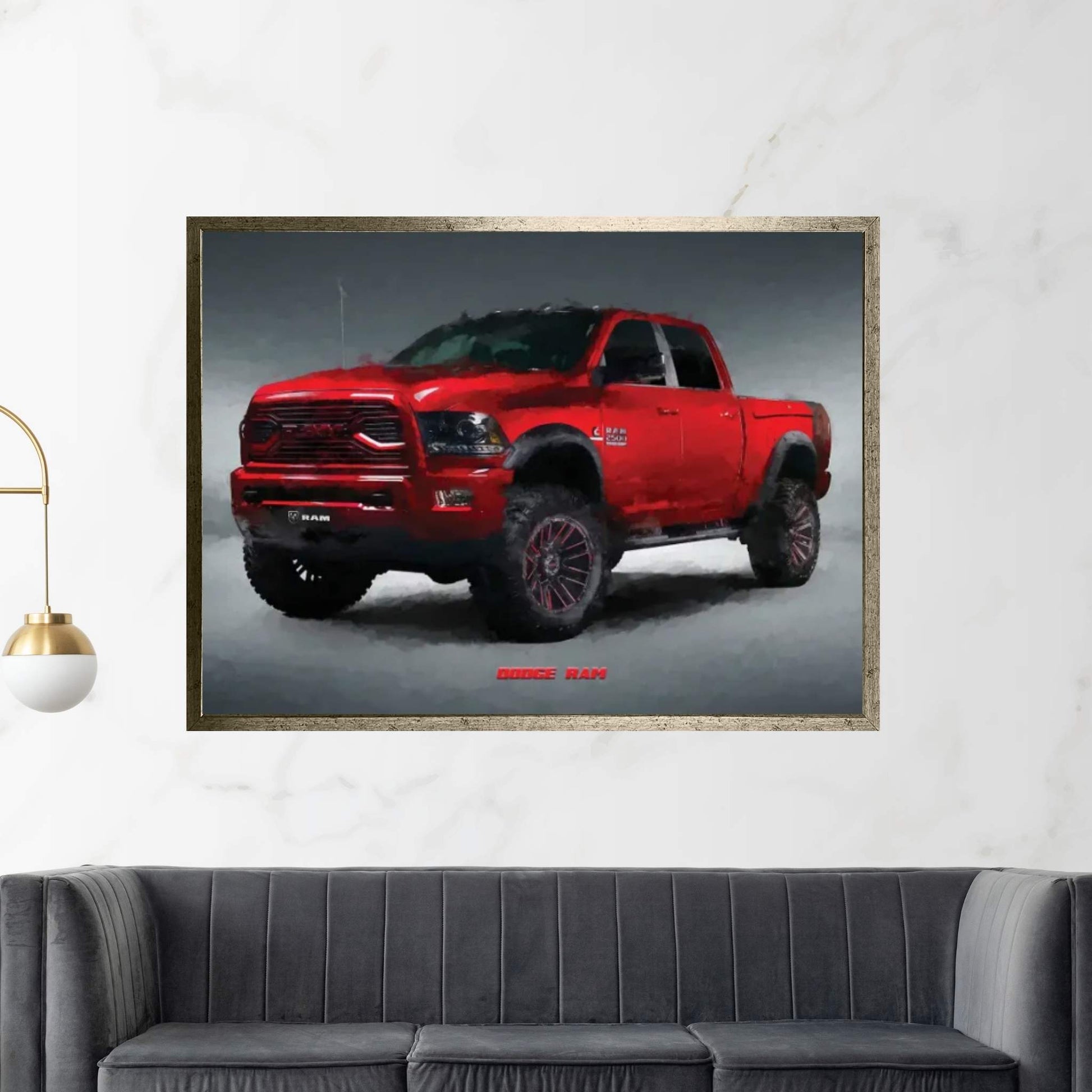 Dodge Ram In Watercolor Canvas Wall Art - Y Canvas