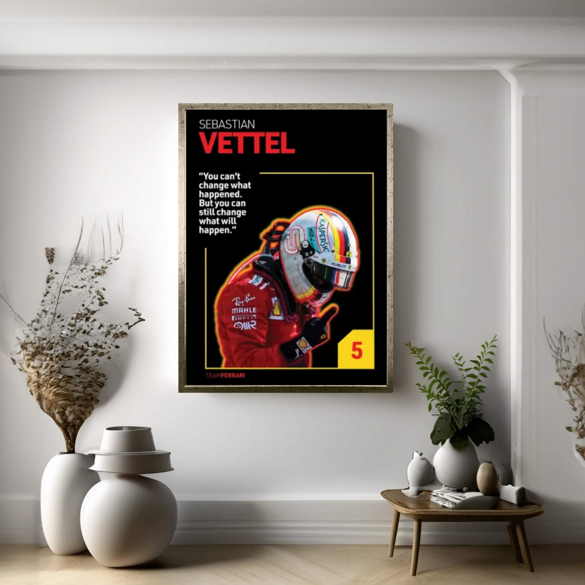 Sebastian Vettel (Black) Canvas Wall Art - Y Canvas
