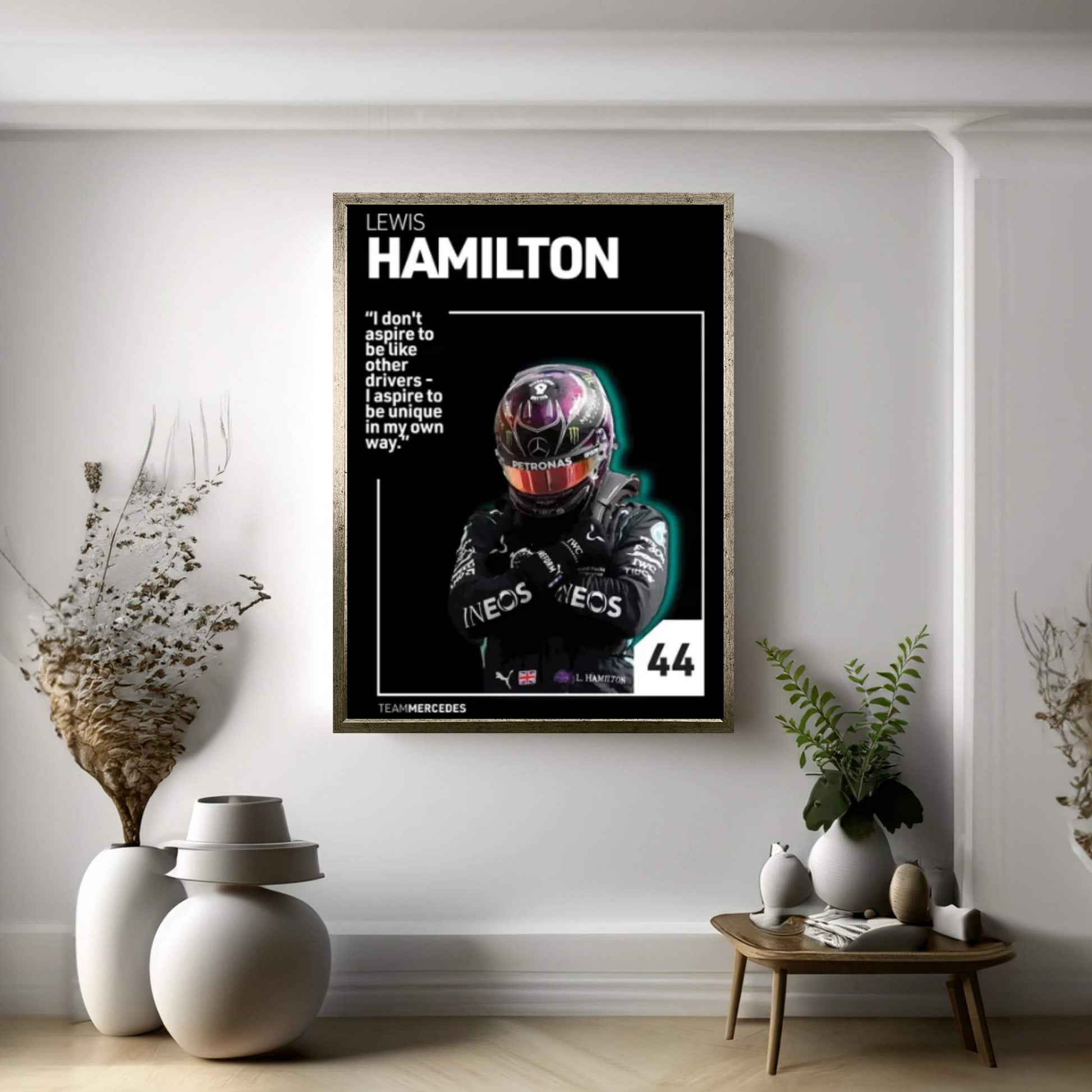 Lewis Hamilton (Black) Canvas Wall Art - Y Canvas
