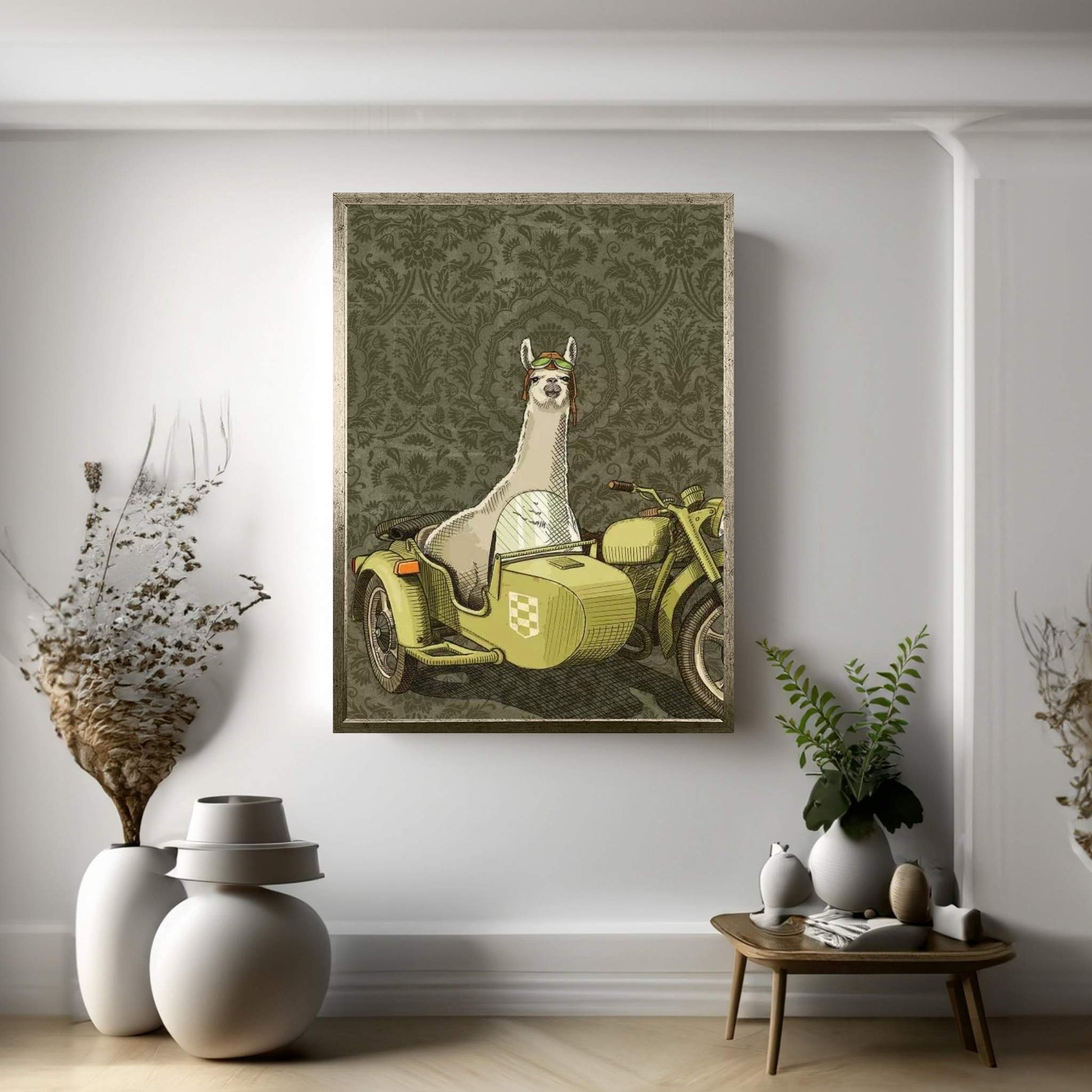 Sidecar Llama Canvas Wall Art - Y Canvas