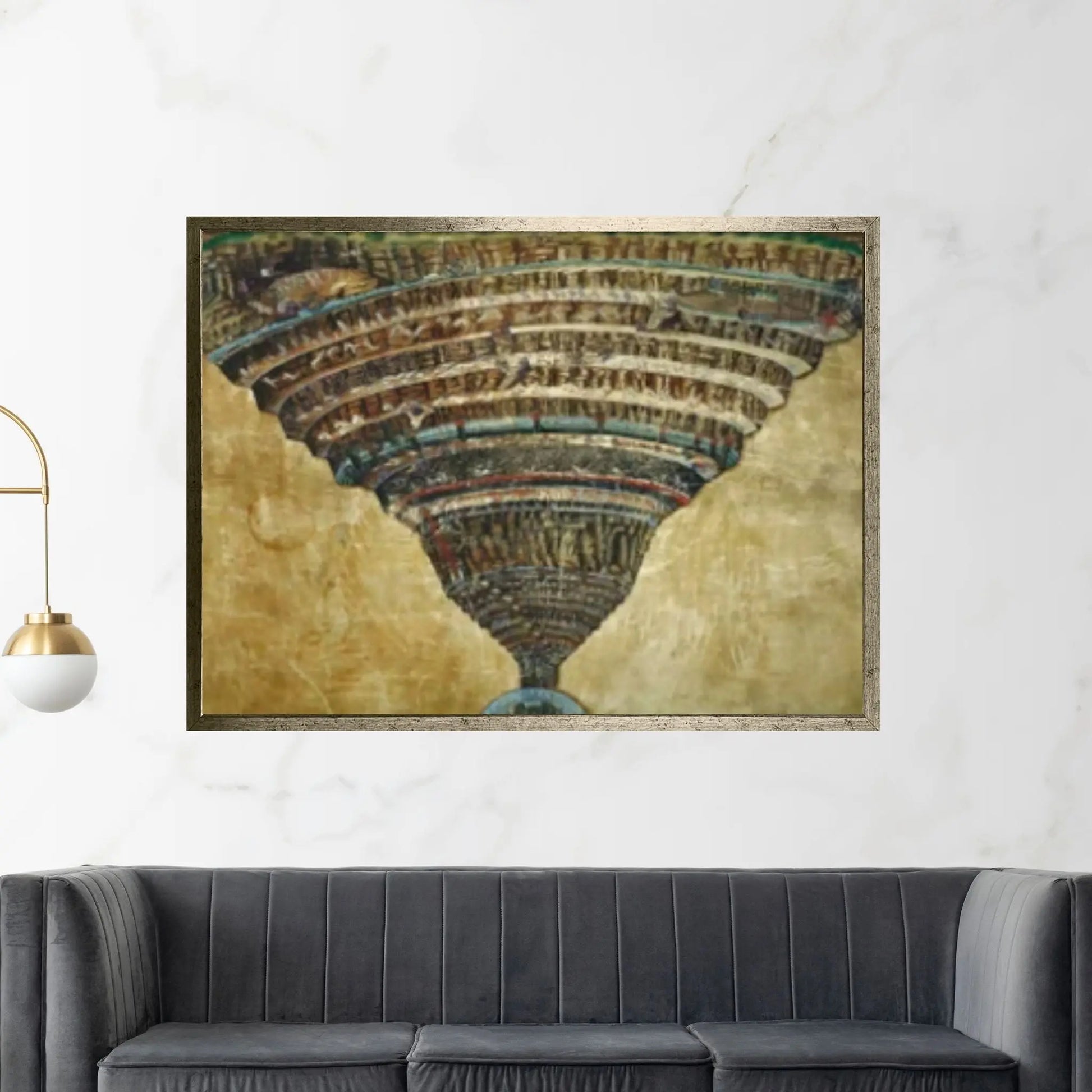 Sandro Botticelli : The Map of Hell - Dante, The Divine Comedy (1485) Canvas Wall Art Print Poster - Y Canvas