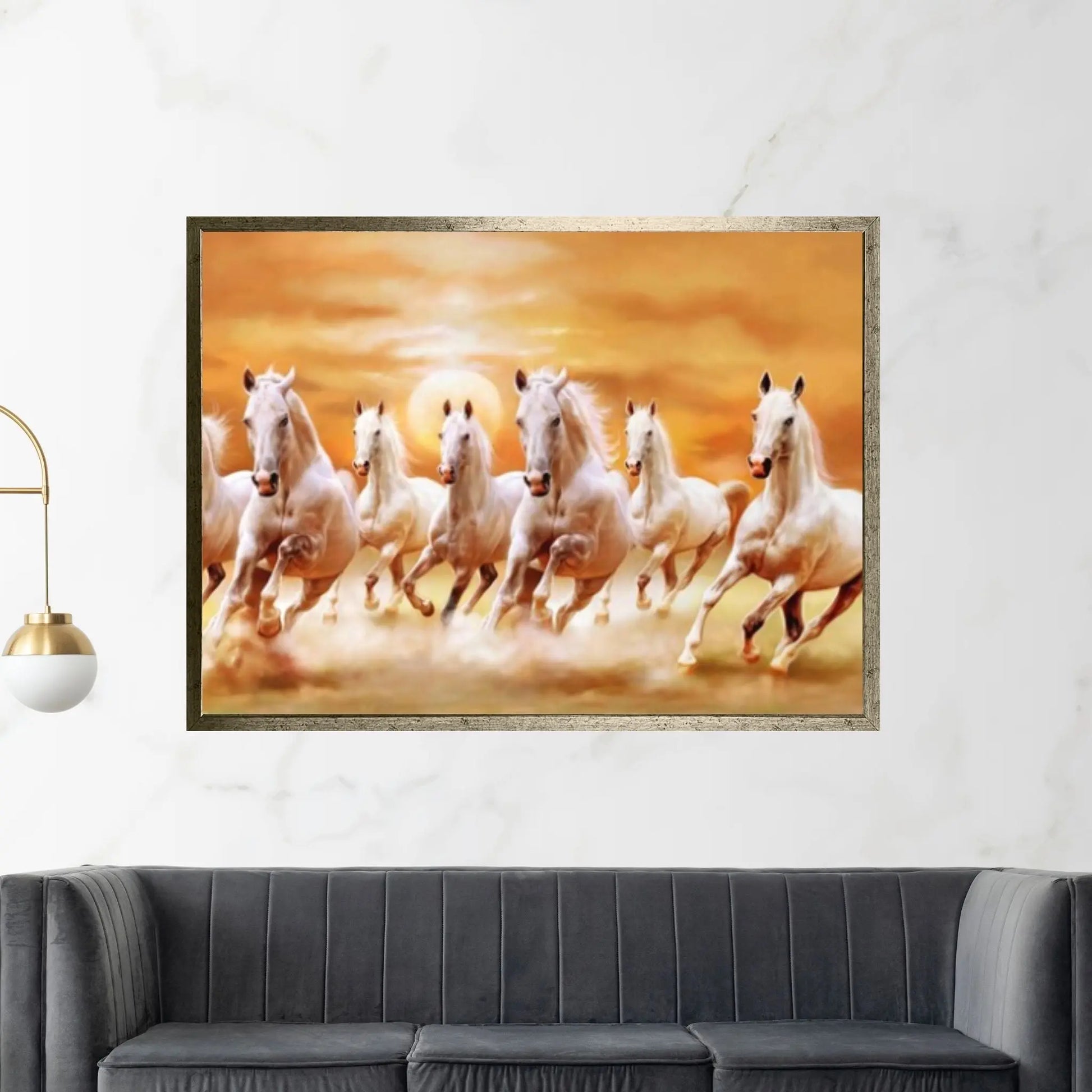 Large Running Horses Canvas Wall Art Print, Horse Poster Large Wall Art, Modern Trendy Wall Art Decor - Y Canvas