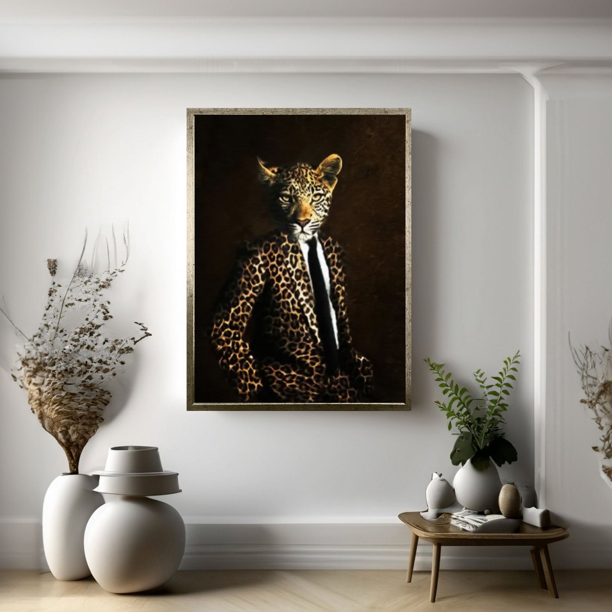 Abstract Animal Tiger Leopar Wall Art Poster, Creative Animal Modeling Wall Art - Y Canvas