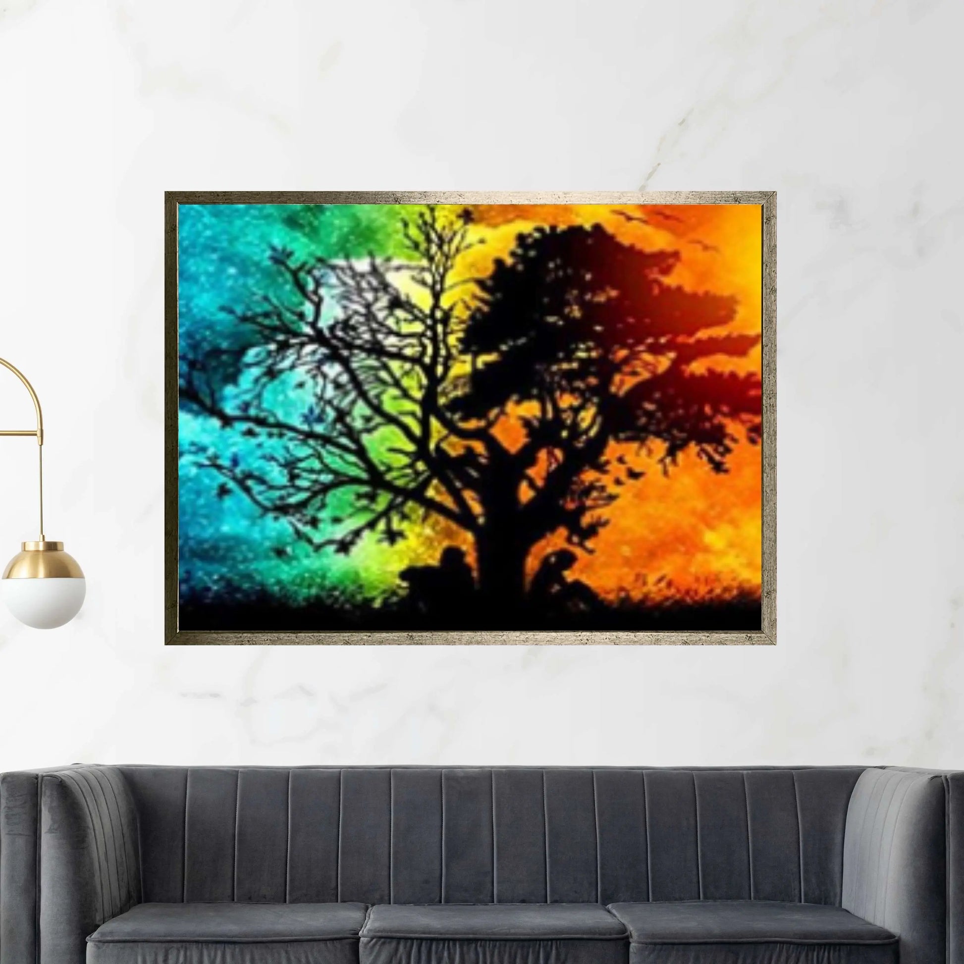 Forest Tree Canvas Wall art, Day Night Tree Forest Tree Canvas Wall Art Poster - Y Canvas