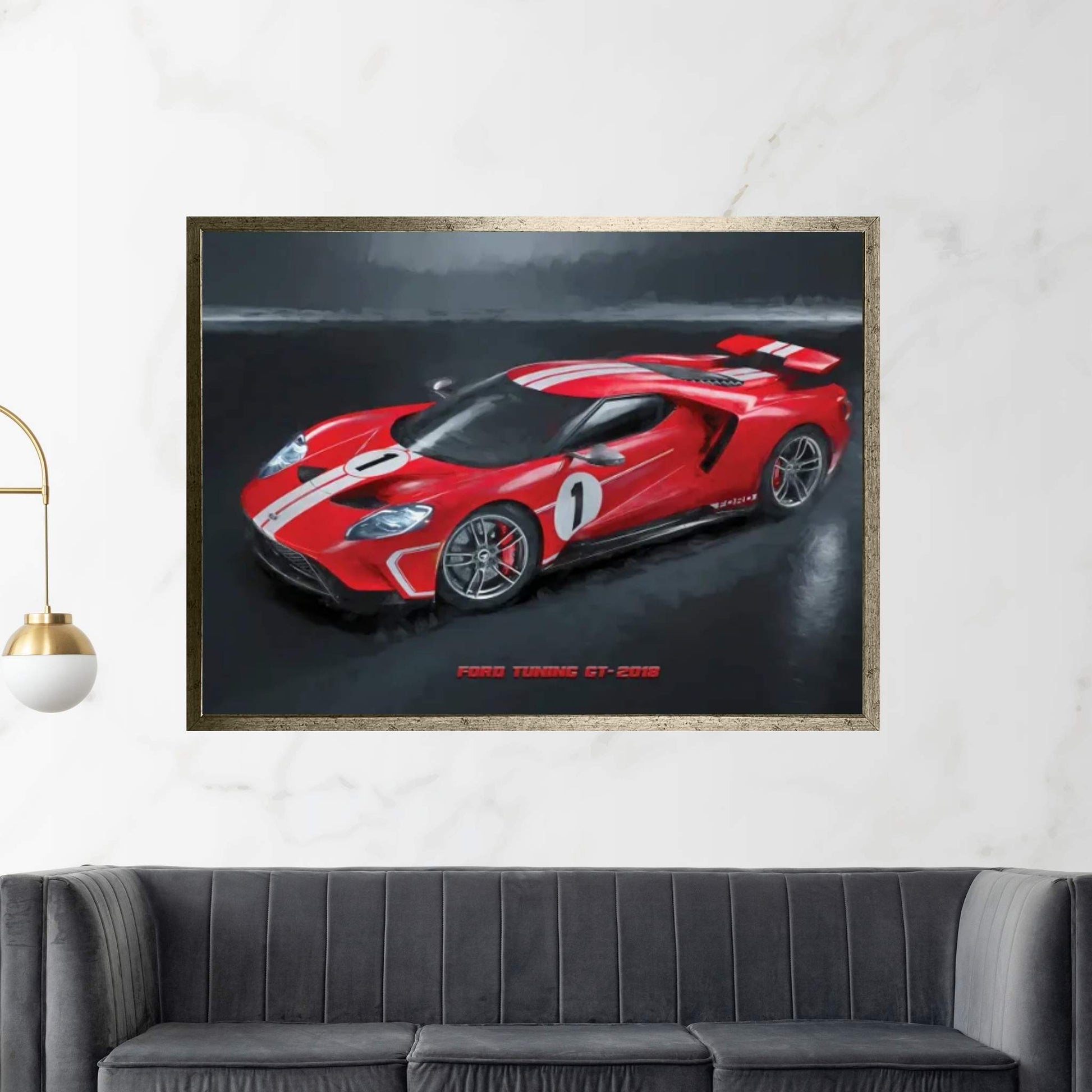 Ford Tuning GT In Watercolor Canvas Wall Art - Y Canvas