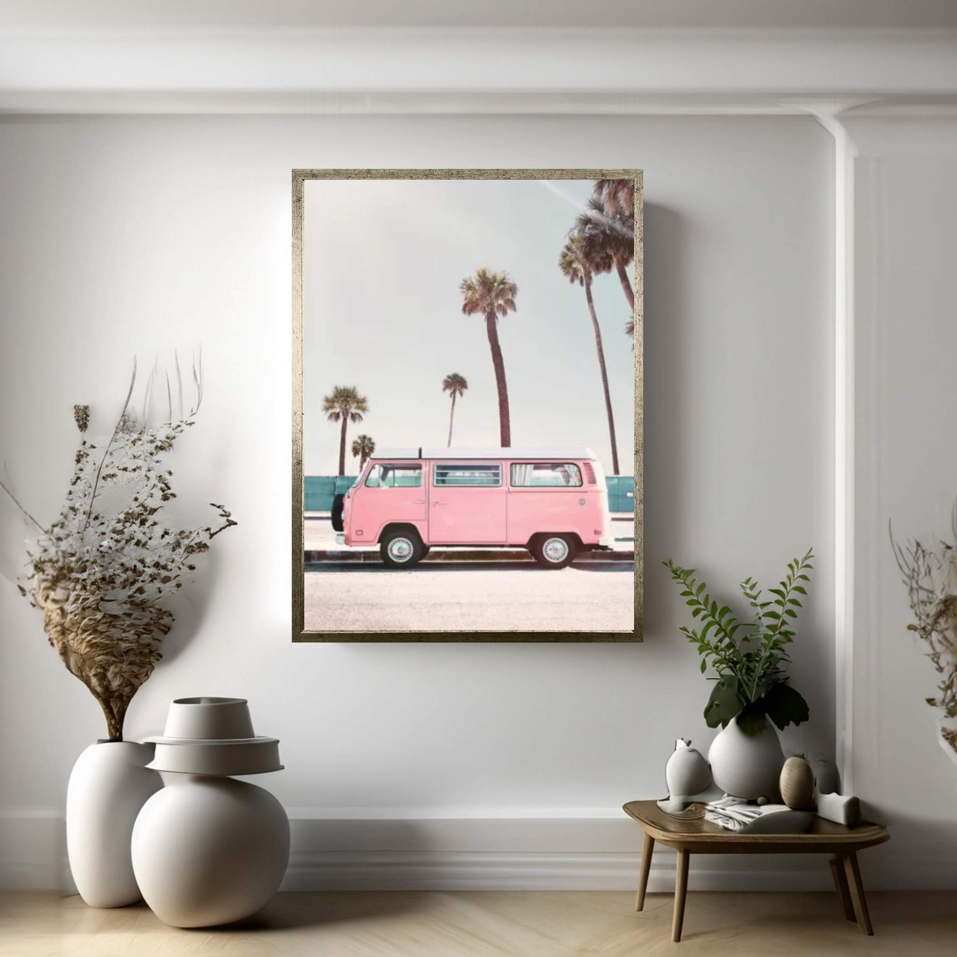 Pink Van Canvas Wall Art - Y Canvas