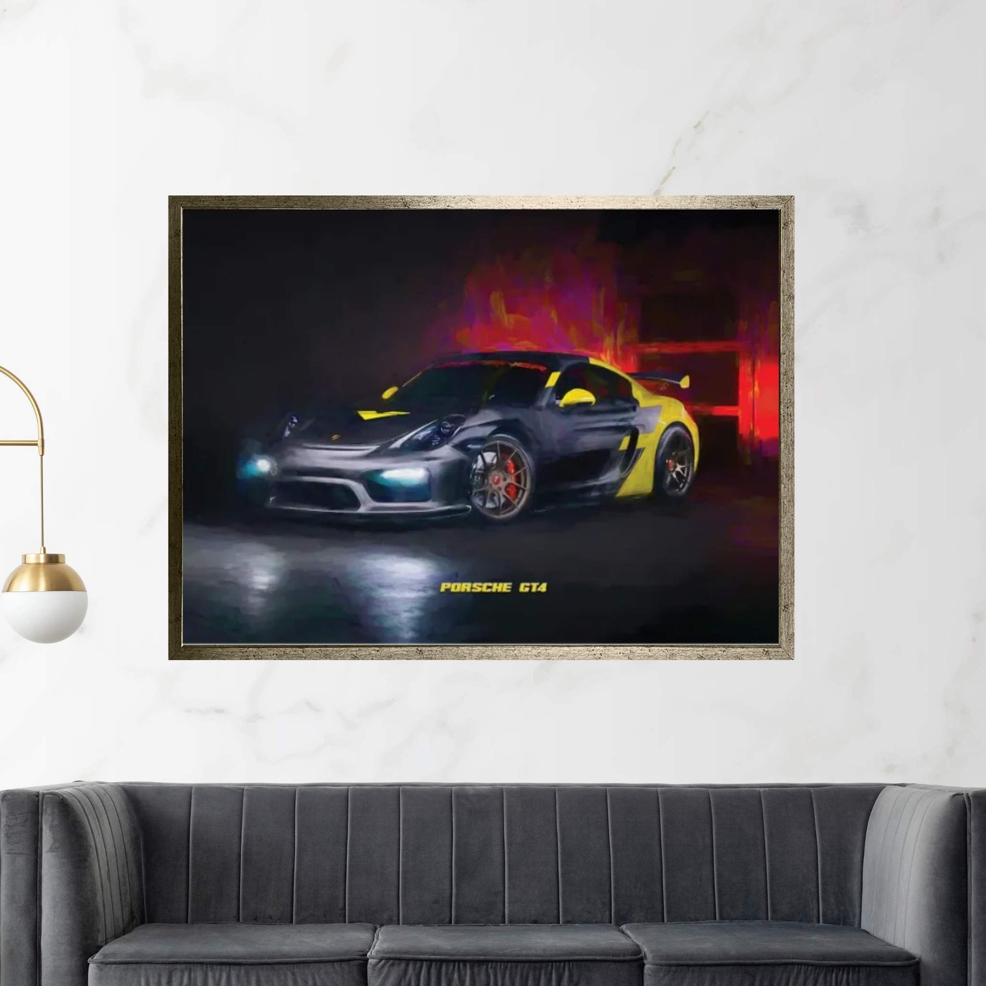 Porsche GT4 In Watercolor Canvas Wall Art - Y Canvas