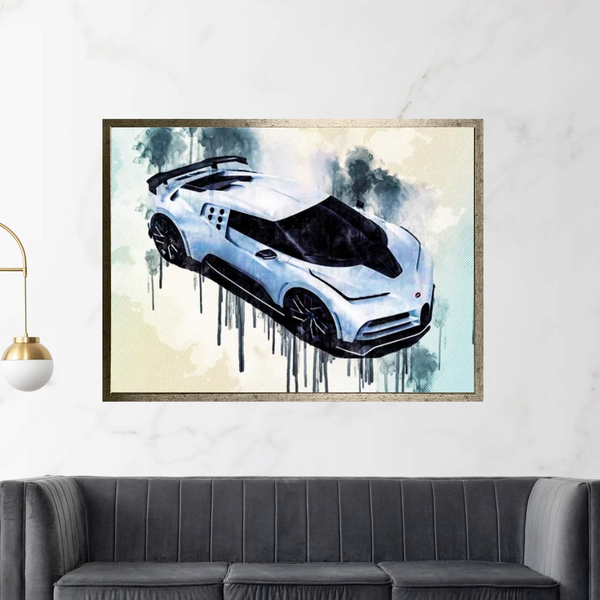 Bugatti Centodieci 2020 1600-Hp Hypercar Exterior Top View Canvas Wall Art - Y Canvas