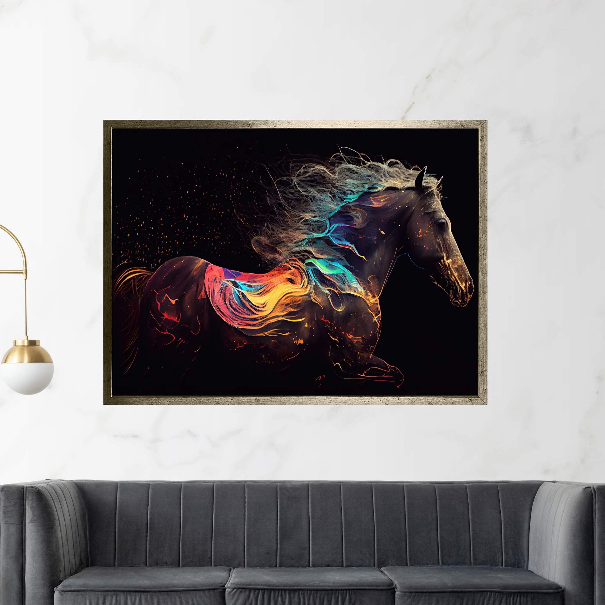 Colorful Horse Modern Abstract Animal Canvas Wall Art - Y Canvas