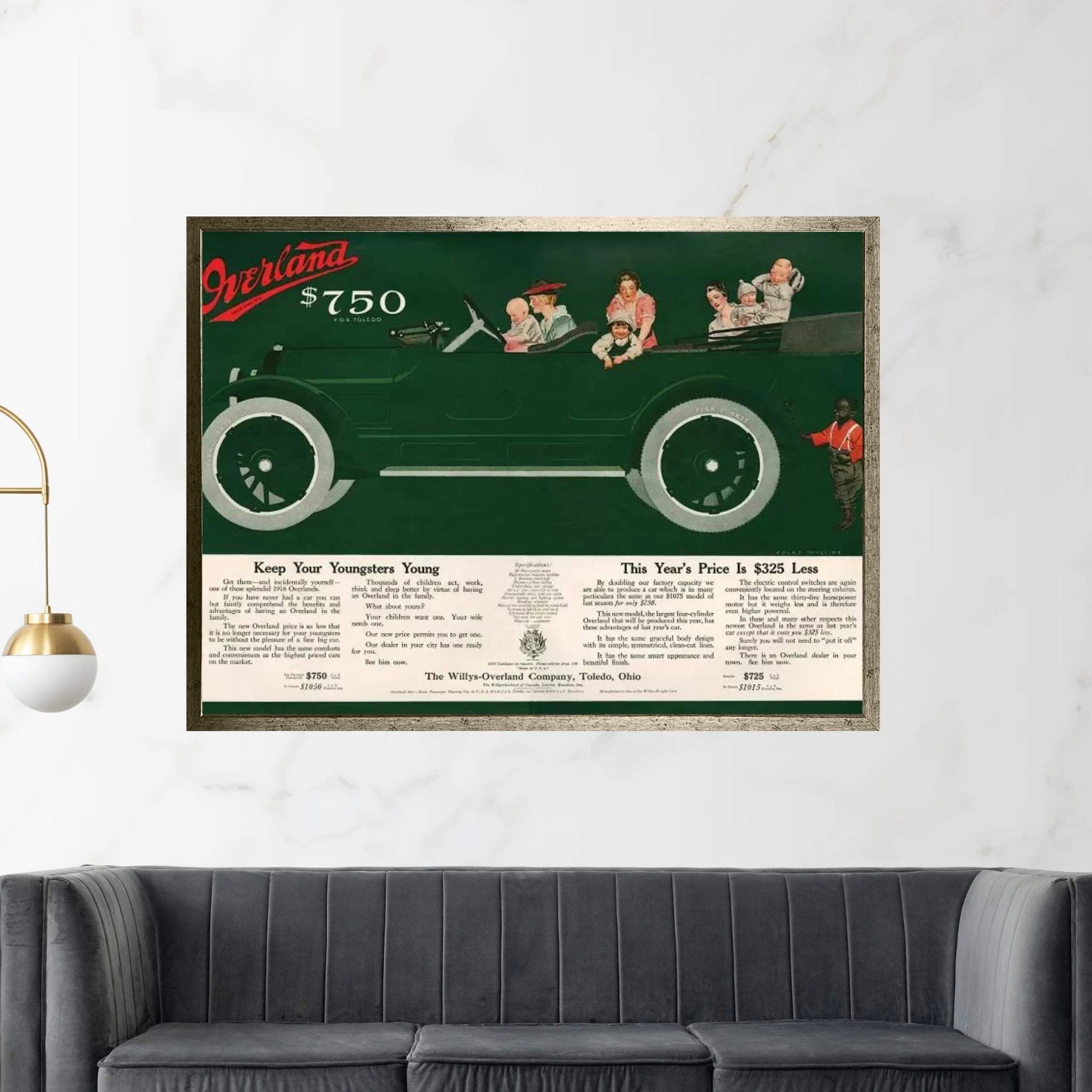 1915 Willys-Overland Magazine Advert Canvas Wall Art - Y Canvas