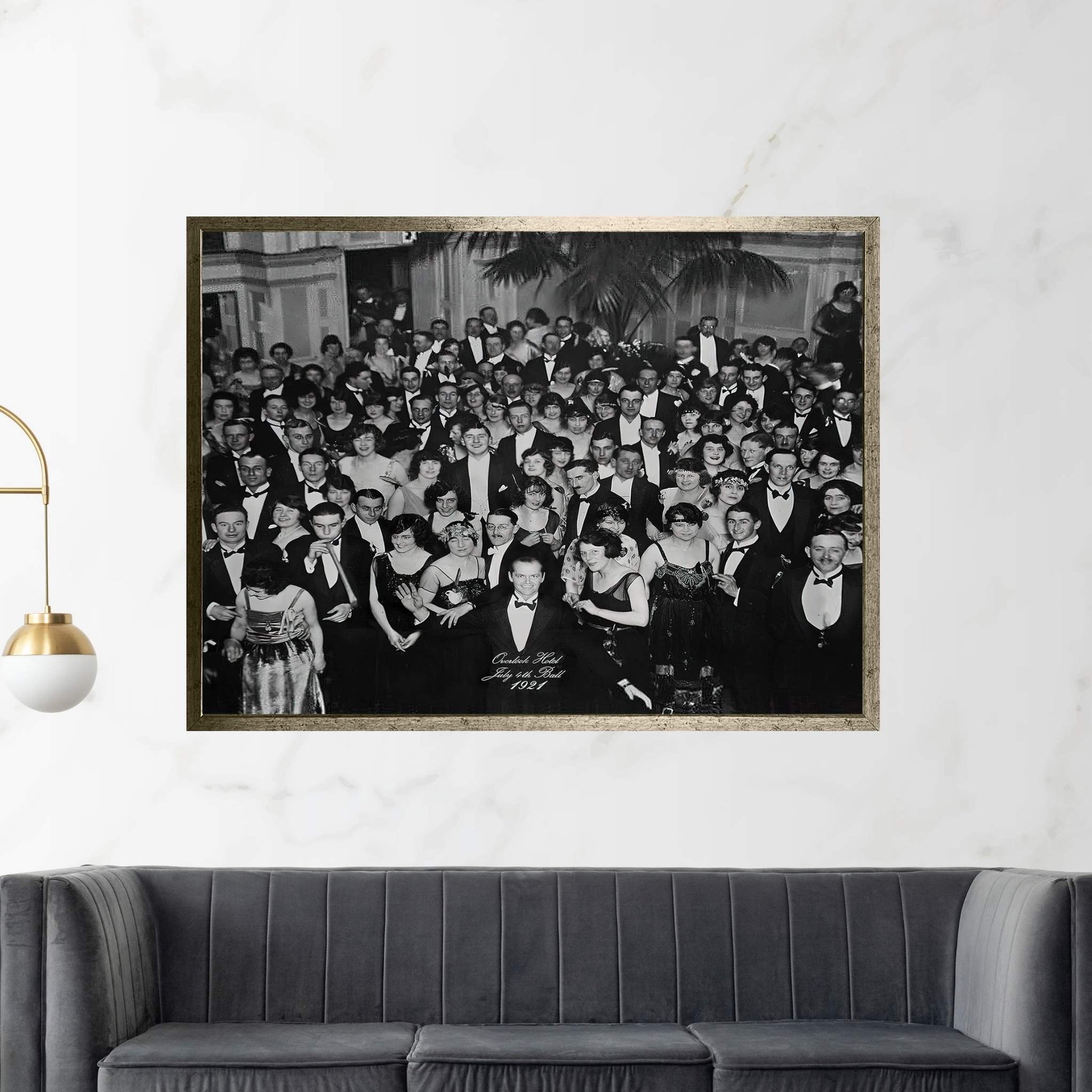 The Shining Overlook Hotel Poster, Dinner Ball Party, Black and White, Vintage Photo Print, Jack Nicholson, Stanley Kubrick, Jack Torrance Canvas Wall Art - Y Canvas
