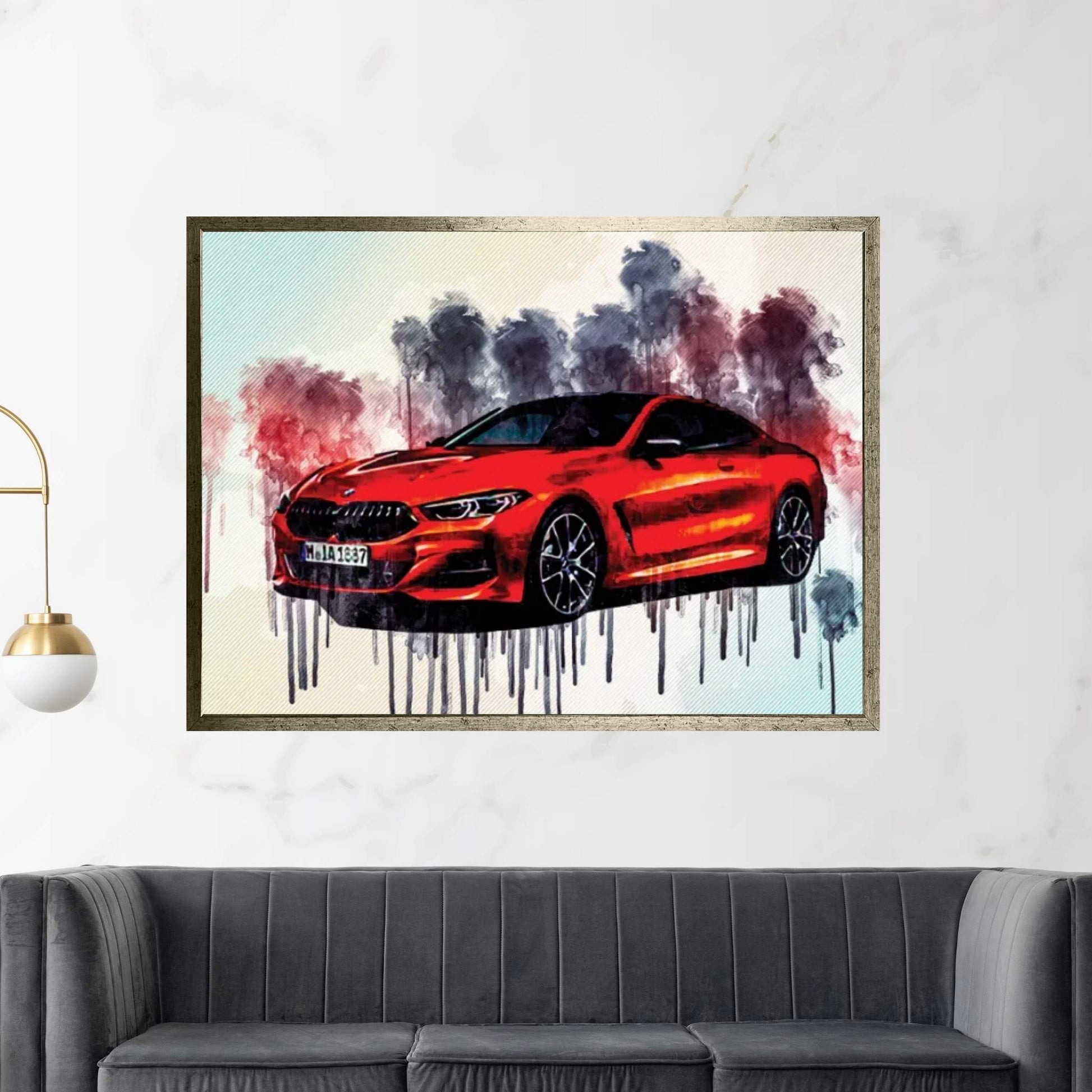 Bmw 8 Series 2019 Orange Sports Front View New Orange Canvas Wall Art - Y Canvas