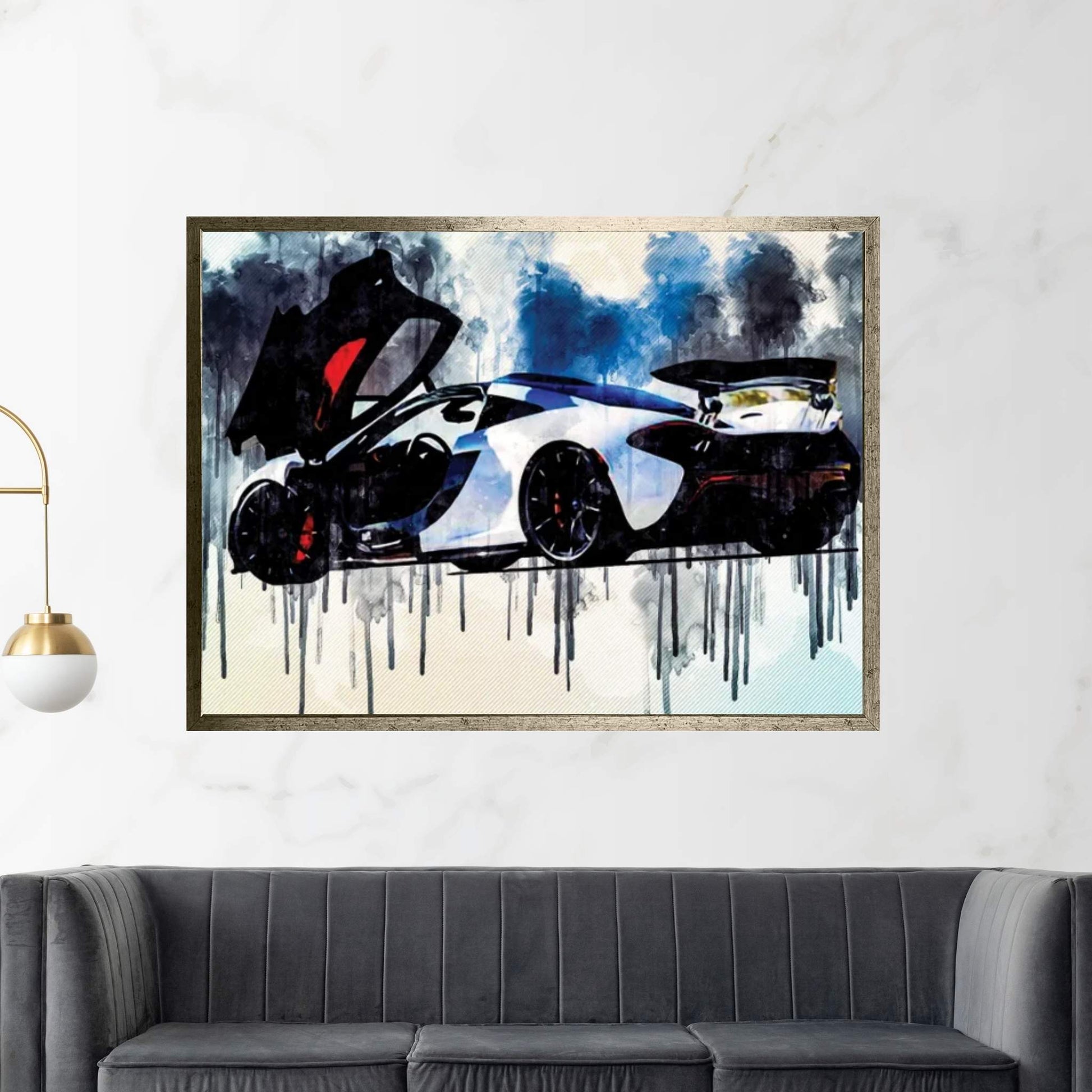 Mclaren P1 2020 Rear View Exterior White Supercar Hypercar British Sports Cars Canvas Wall Art - Y Canvas