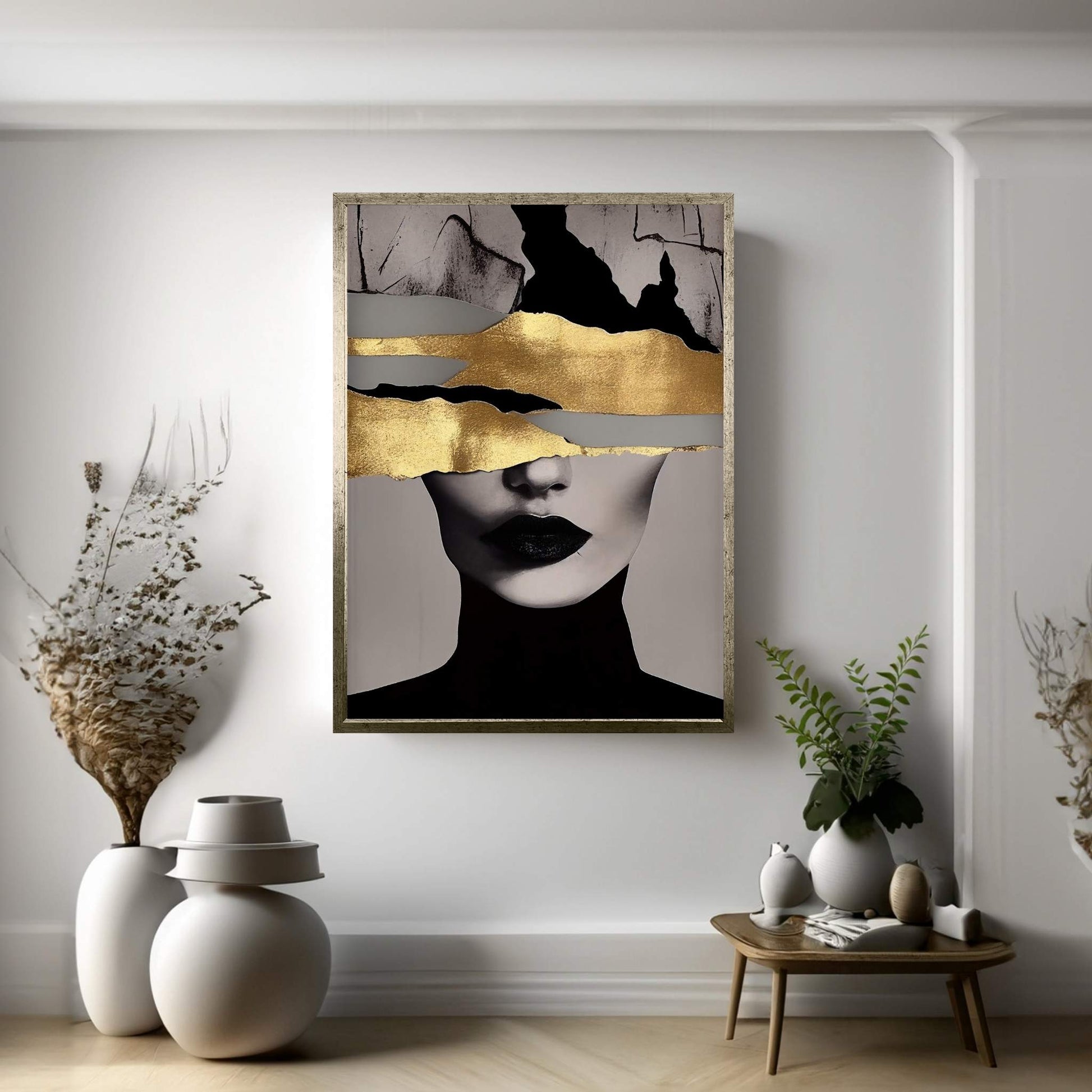 Modern Woman Gold Details Canvas Wall Art - Y Canvas