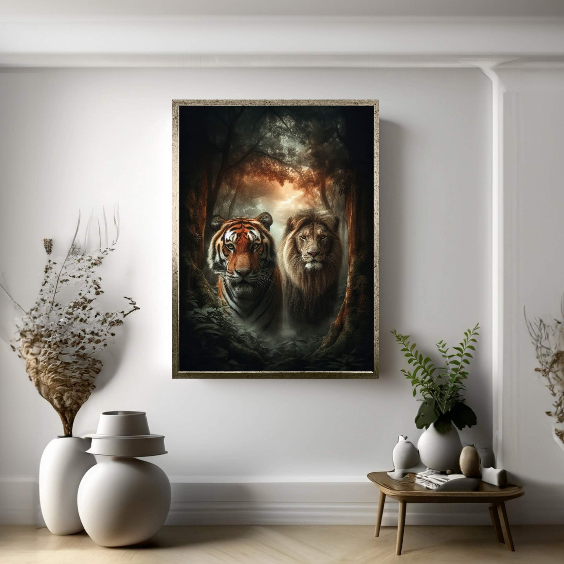 Lion Tiger Animal Canvas Wall Art Home Decor - Y Canvas