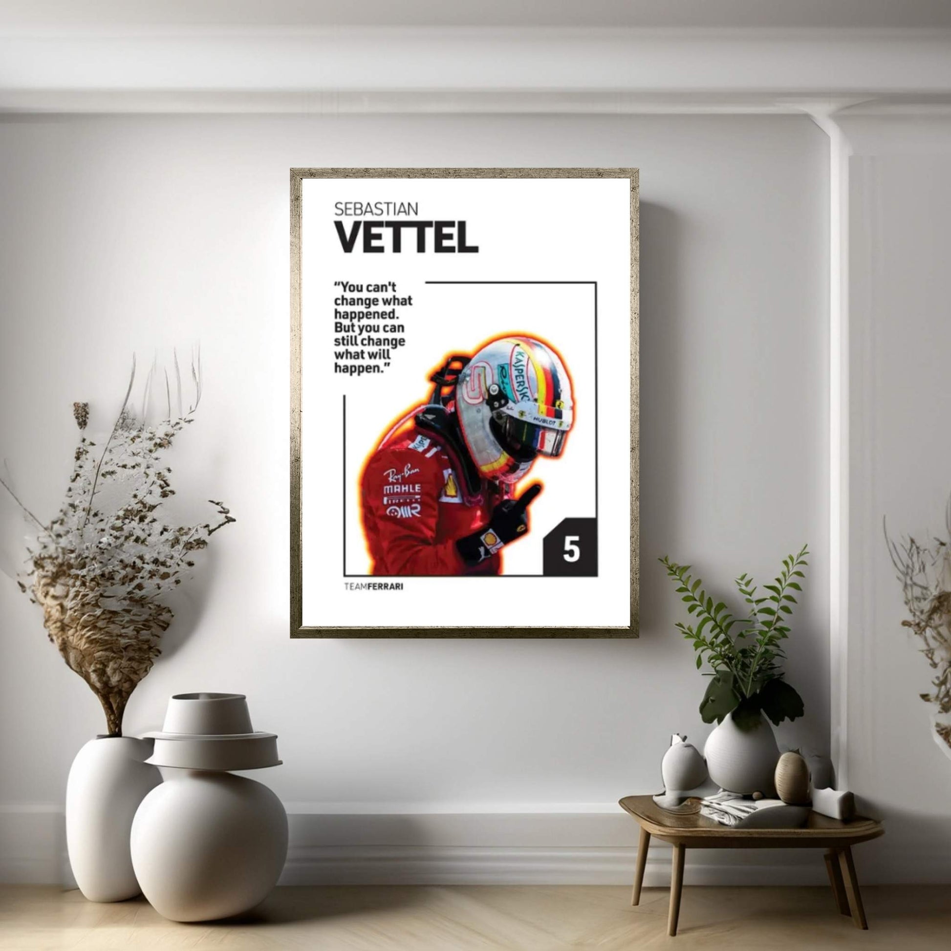Sebastian Vettel (White) Canvas Wall Art - Y Canvas