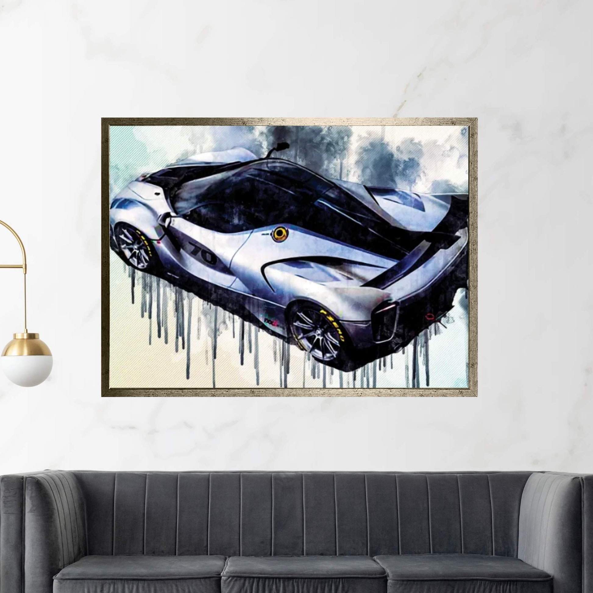 Ferrari Fxx-K Evo 2018 Hypercar Sports Car Top View Carbon Spoiler Italian Cars Canvas Wall Art - Y Canvas