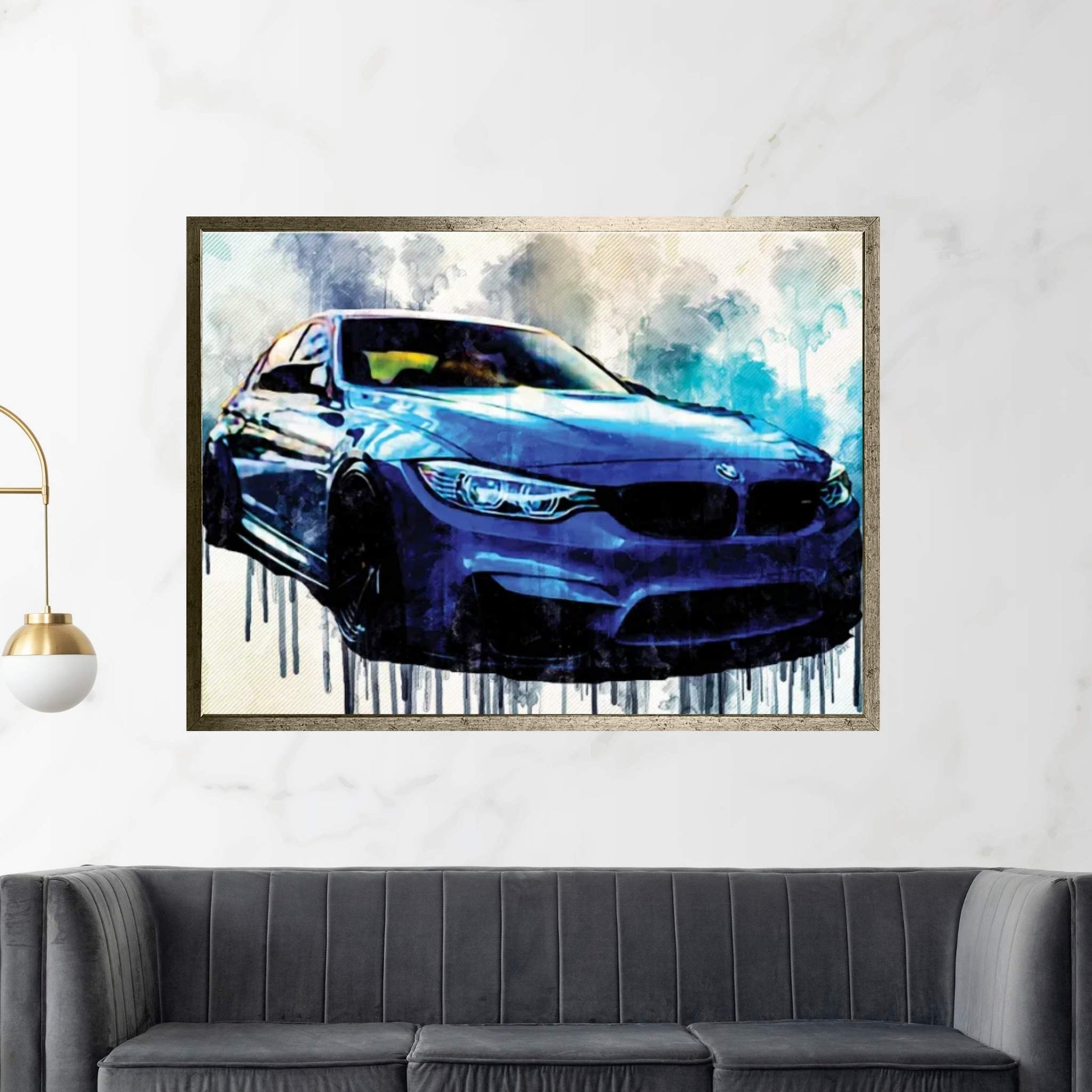 Bmw M3 2018 Front View Luxury Tuning New Blue M3 F80 Tuning Canvas Wall Art - Y Canvas