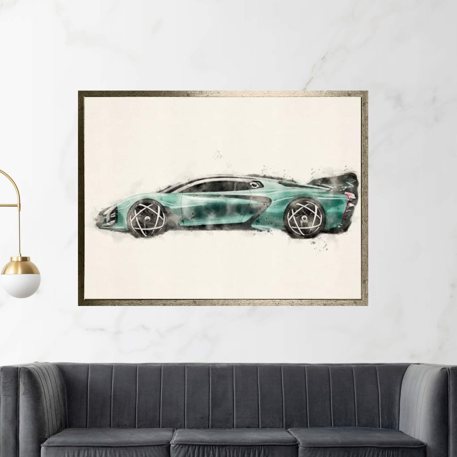 Hongqi S9 In Watercolor vII Canvas Wall Art - Y Canvas