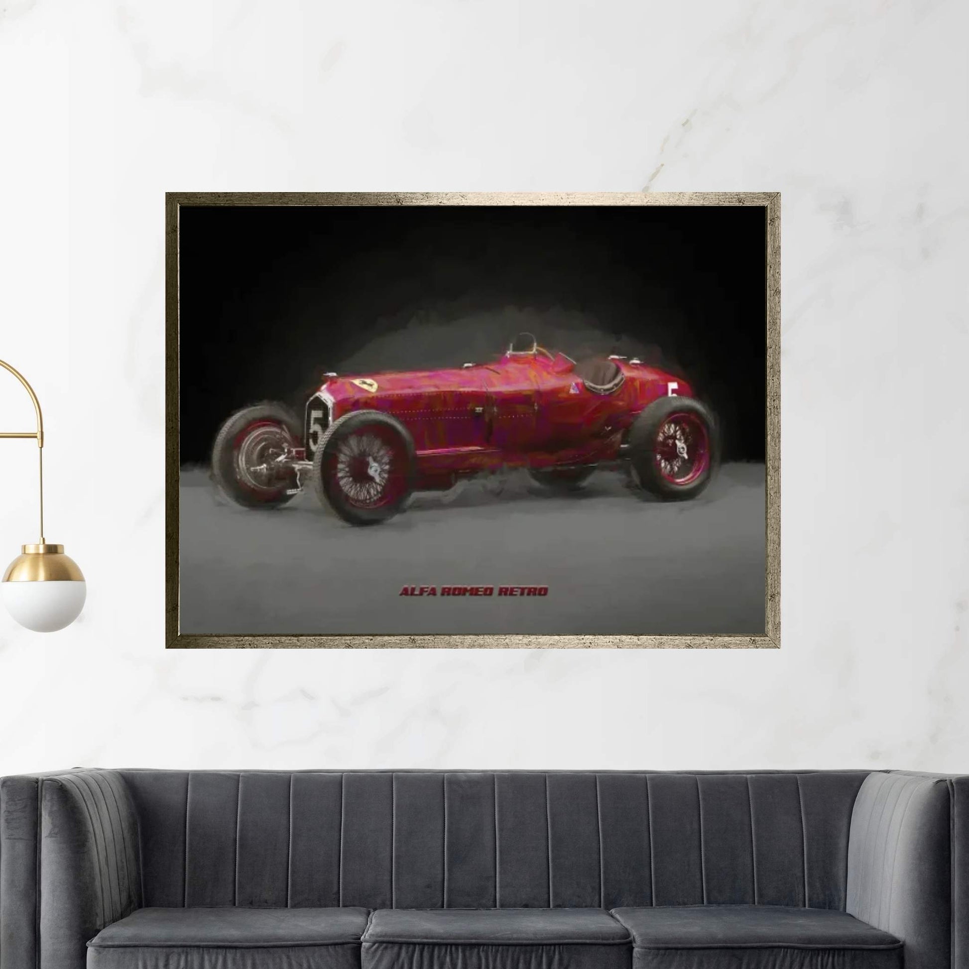 Alfa Romeo Retro In Watercolor Canvas Wall Art - Y Canvas