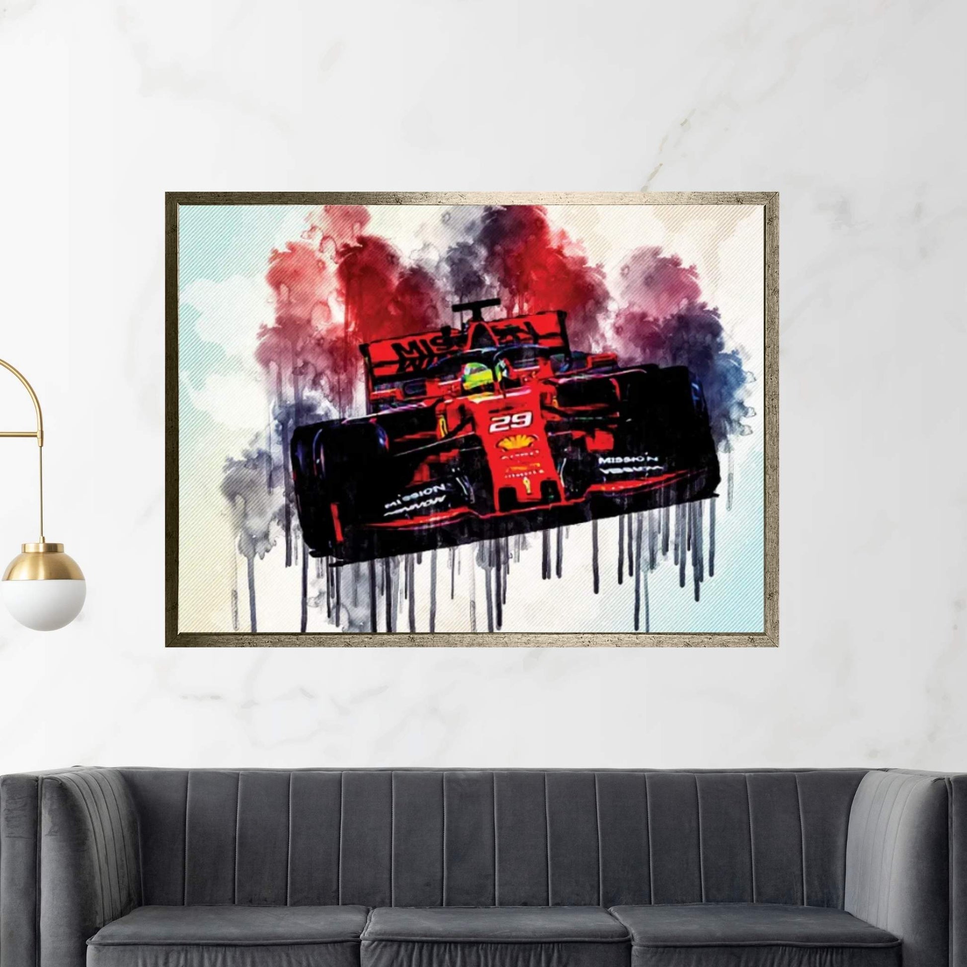 Mick Schumacher On Track Ferrari Sf90 Scuderia Ferrari 2019 F1 Cars Mick Schumacher Formula 1 Canvas Wall Art - Y Canvas