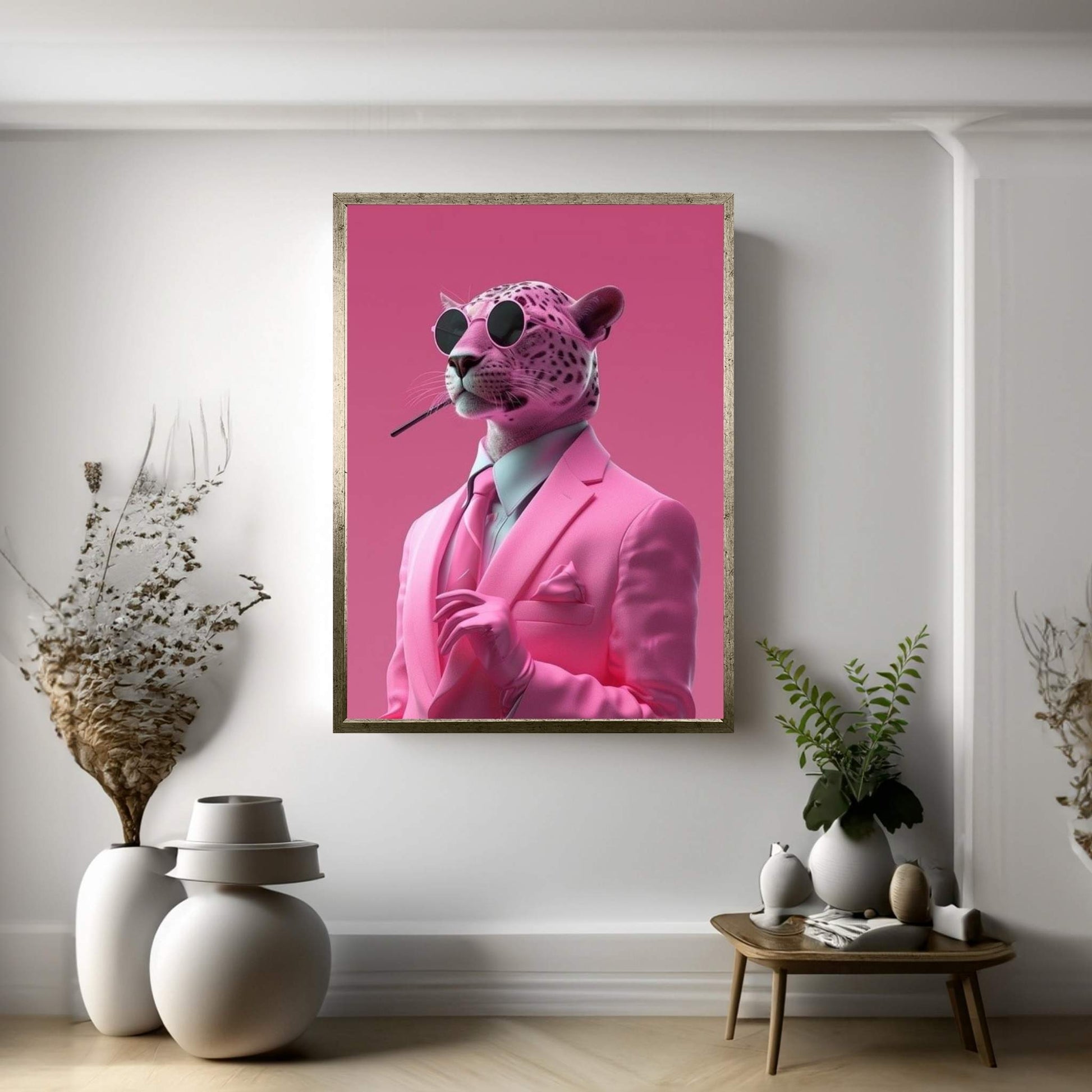 Smoking Pink Panther Canvas Wall Art - Y Canvas