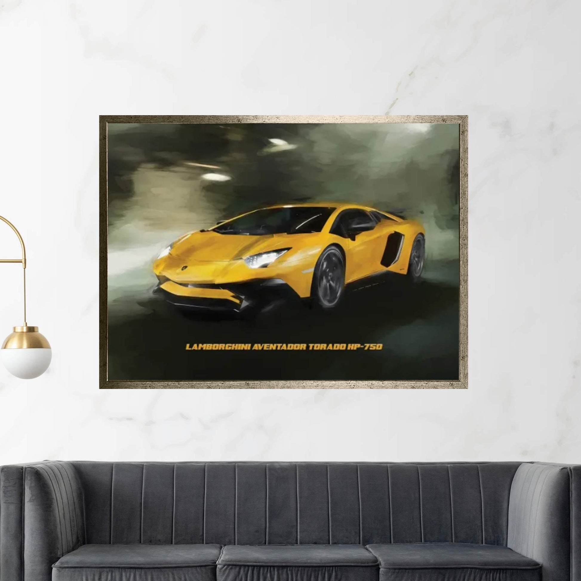 Lamborghini Aventador Tornado HP-750 In Watercolor Canvas Wall Art - Y Canvas