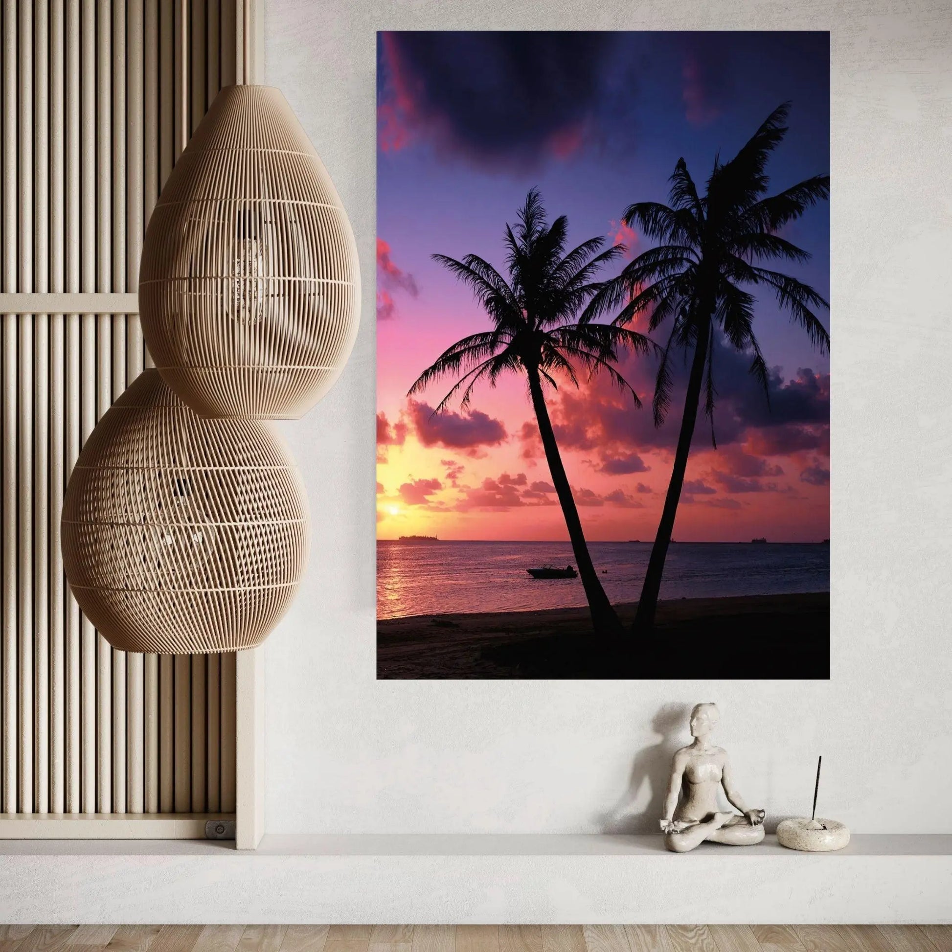 Sunset on the Beach Print on Canvas , Canvas Wall Set , Extra Large Wall Art Ready To Hang - Y Canvas