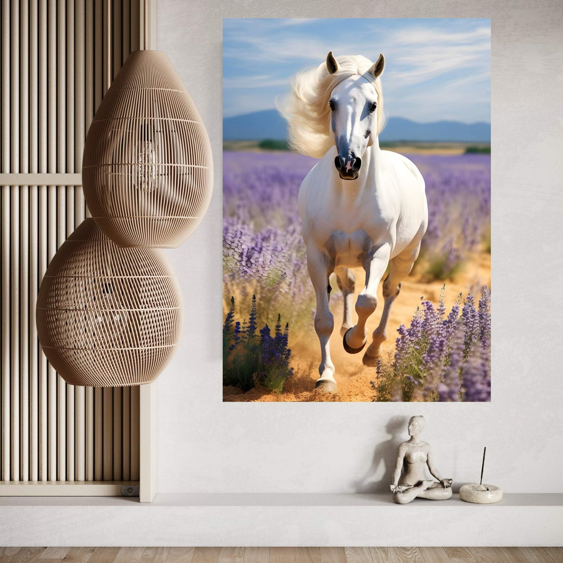 Beautiful White Horse Canvas Wall Art , Animal Wall Art - Y Canvas