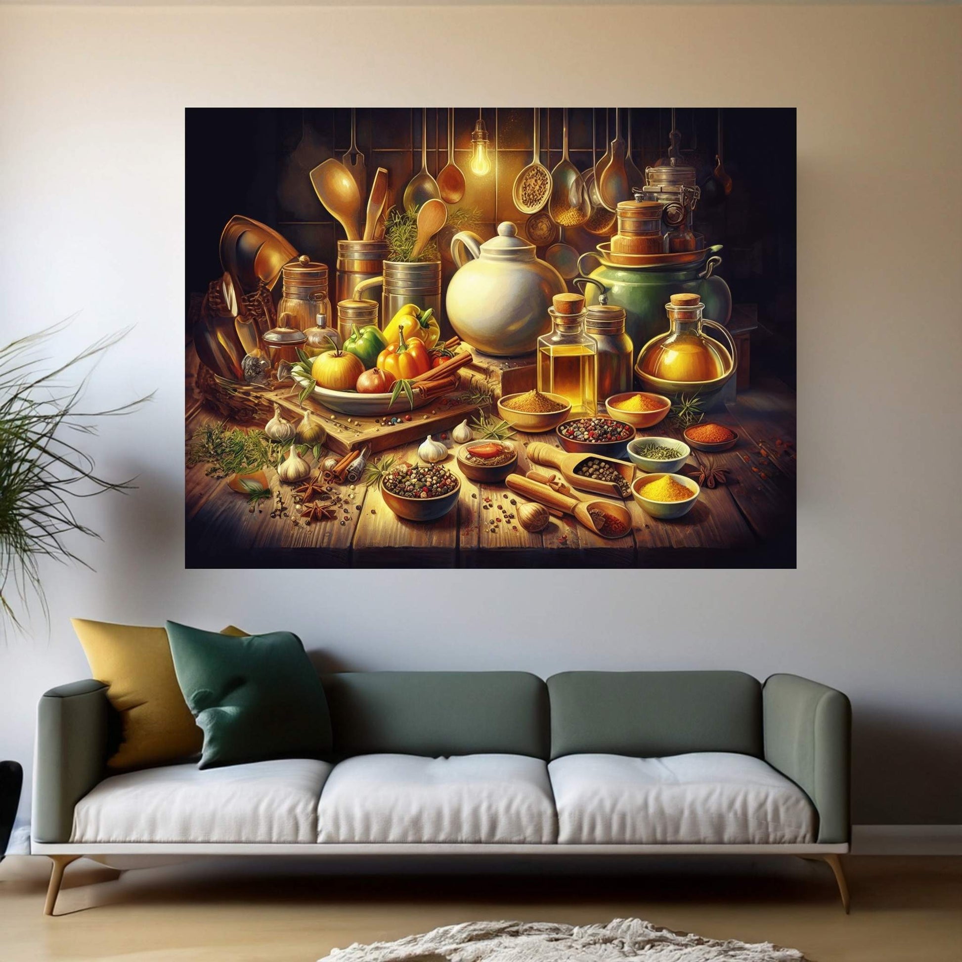 Spices Kitchen Wall Art, Food Artwork, Abstract Wall Decor, Indian Spices Canvas, Modern Wall Decor Home Decor - Y Canvas