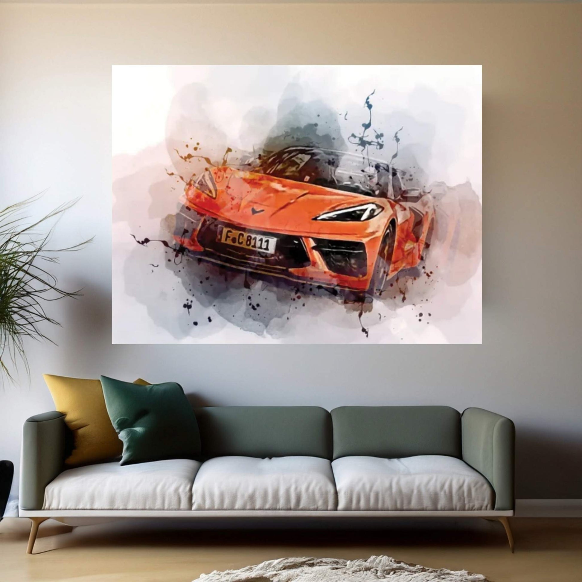 Chevrolet Corvette Stingray Convertible Road 2022 Canvas Wall Art - Y Canvas