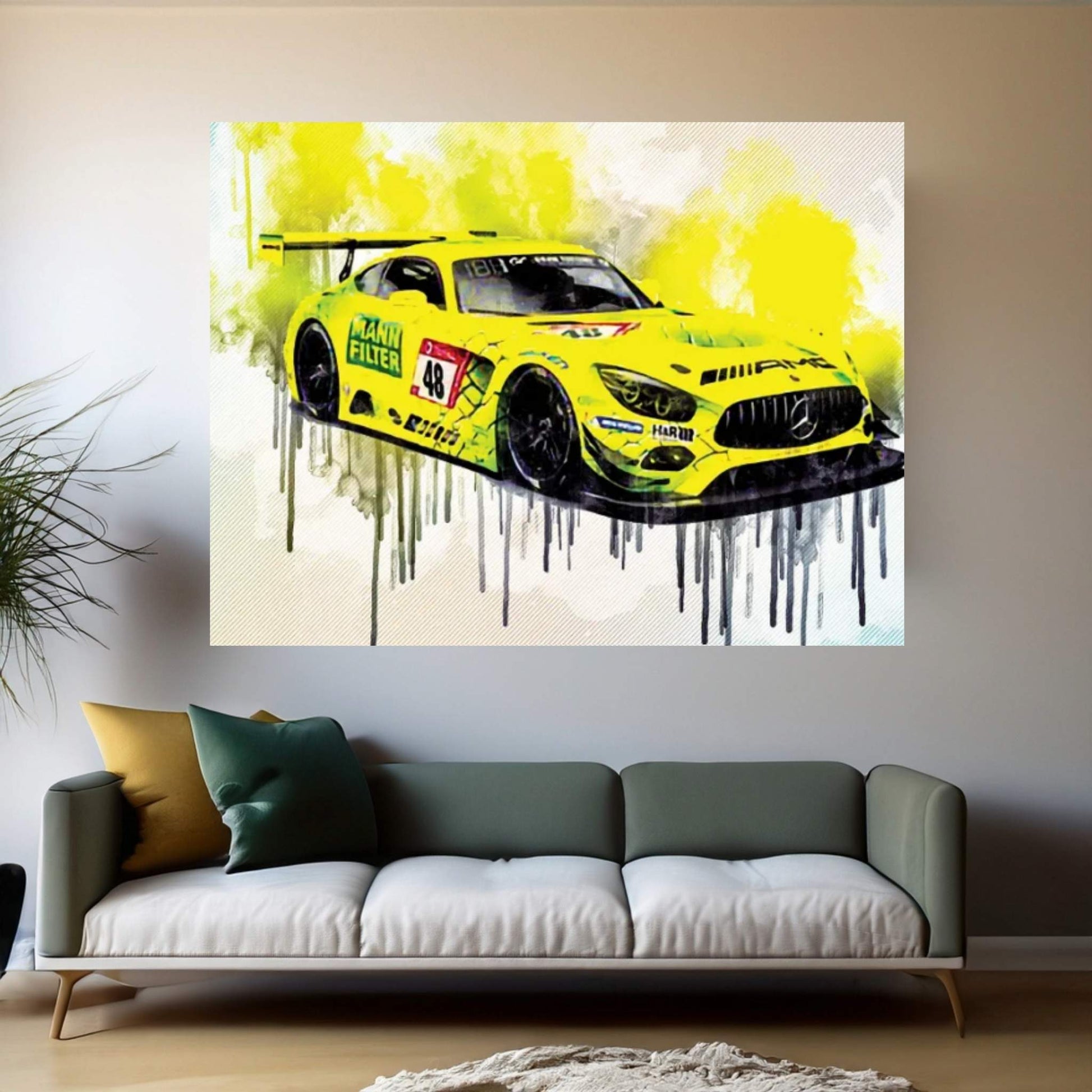 Mercedes-Amg Gt3 2019 Racing Car German Sports Cars Team Mann-Filter Adac Gt Masters Christian Hohenadel Lance David Arnold Raf Canvas Wall Art - Y Canvas