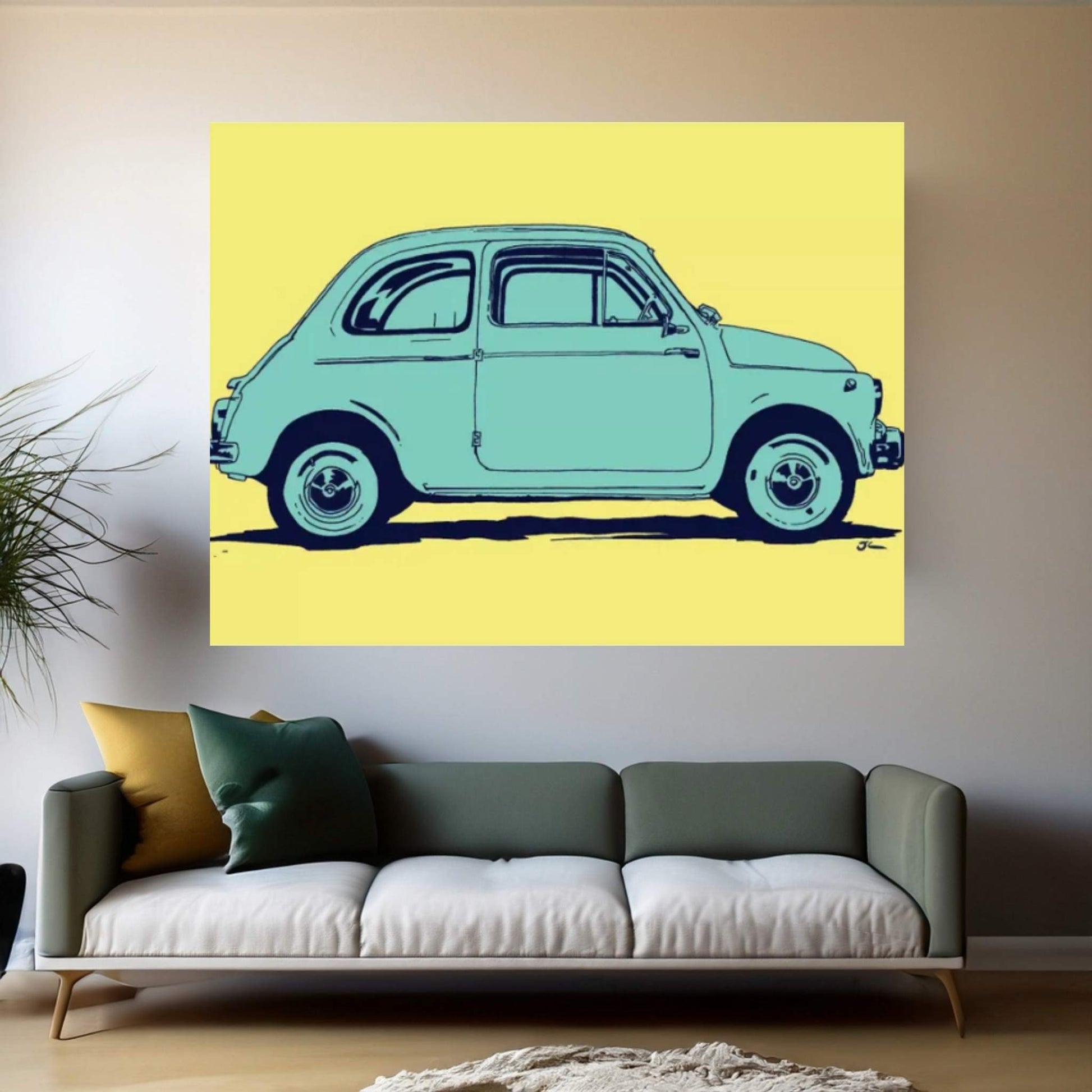 Fiat 500 Canvas Wall Art - Y Canvas