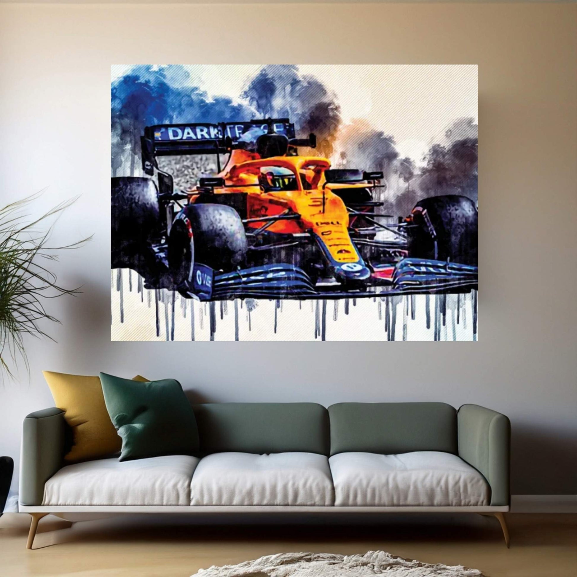 Daniel Ricciardo Mclaren Mcl35M On Track Raceway Formula 1 2021 F1 Cars Sportscars Canvas Wall Art - Y Canvas