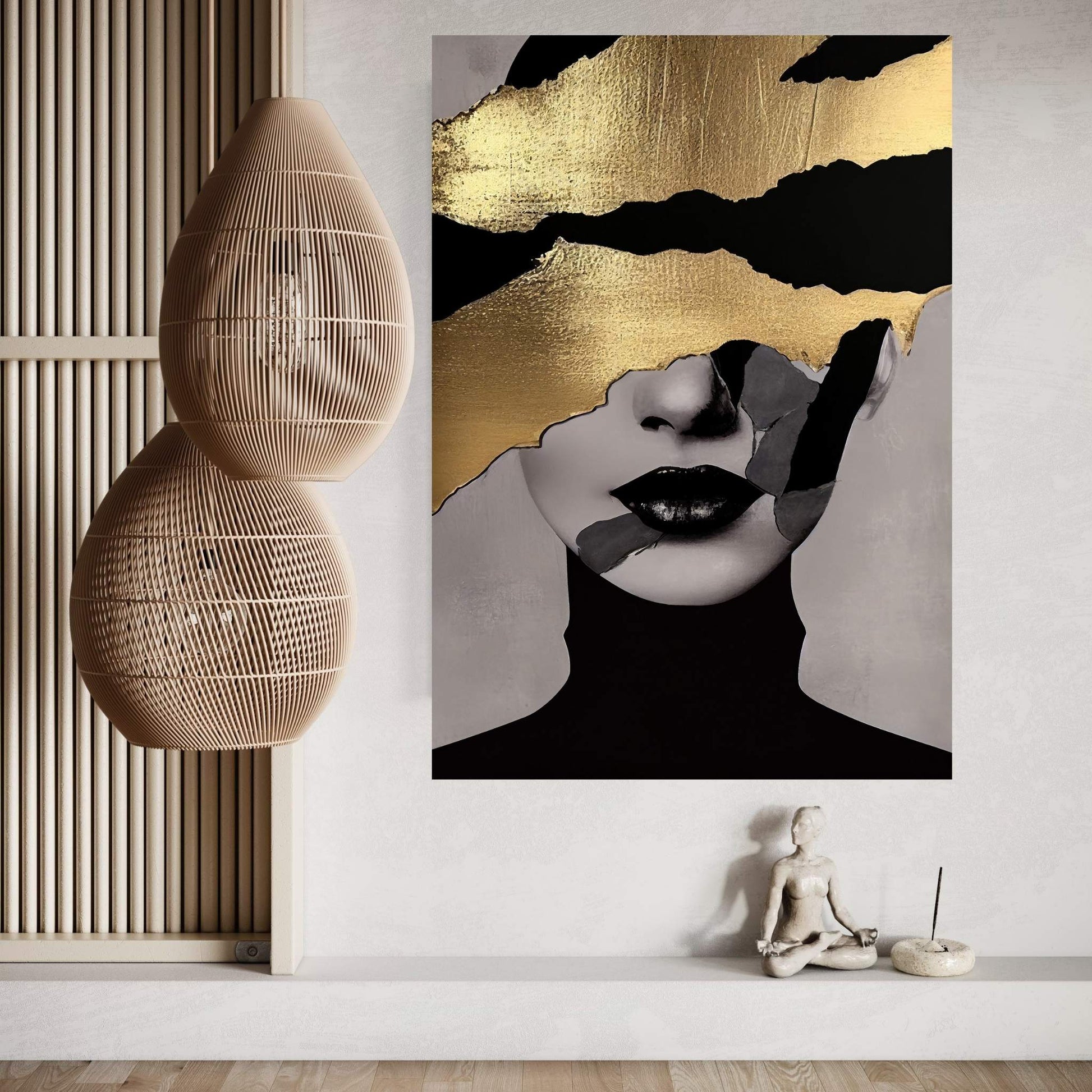 Modern Woman Gold Details Canvas Wall Art - Y Canvas