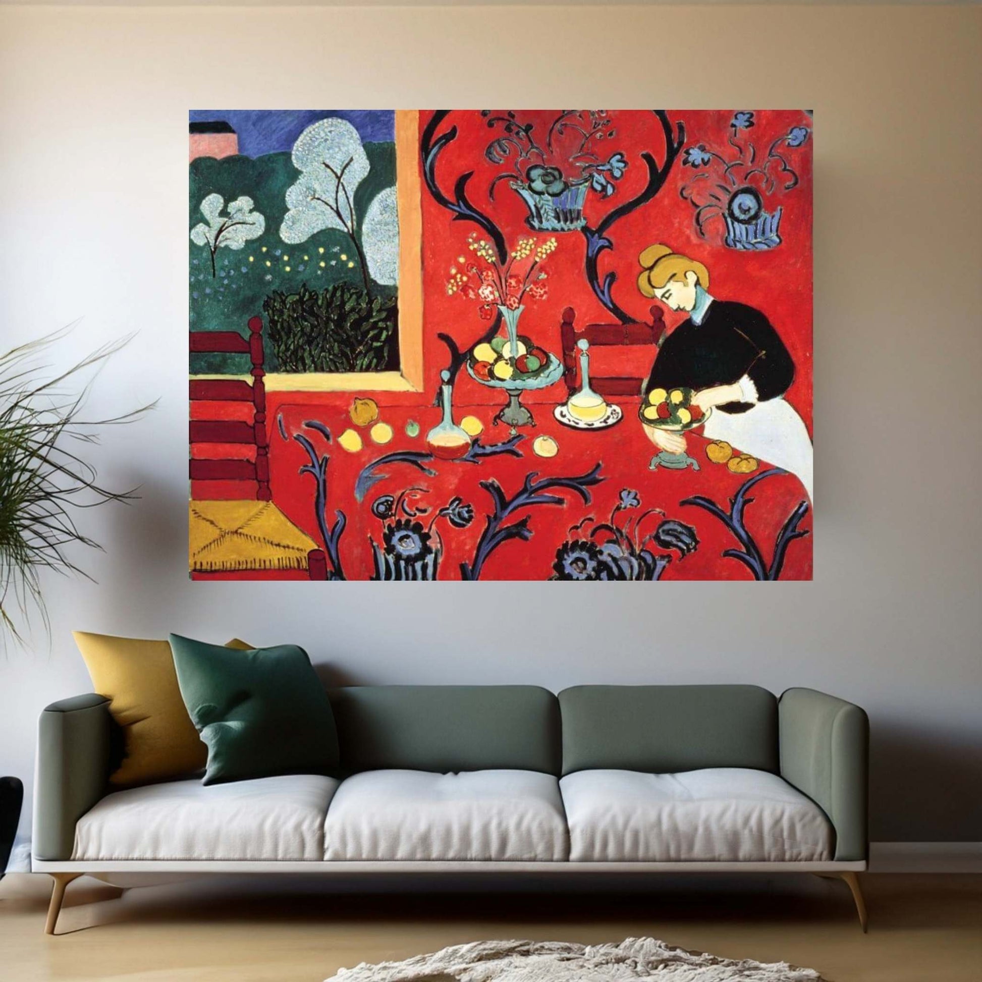 Breakfast in the Red Room Canvas Wall Art - Y Canvas