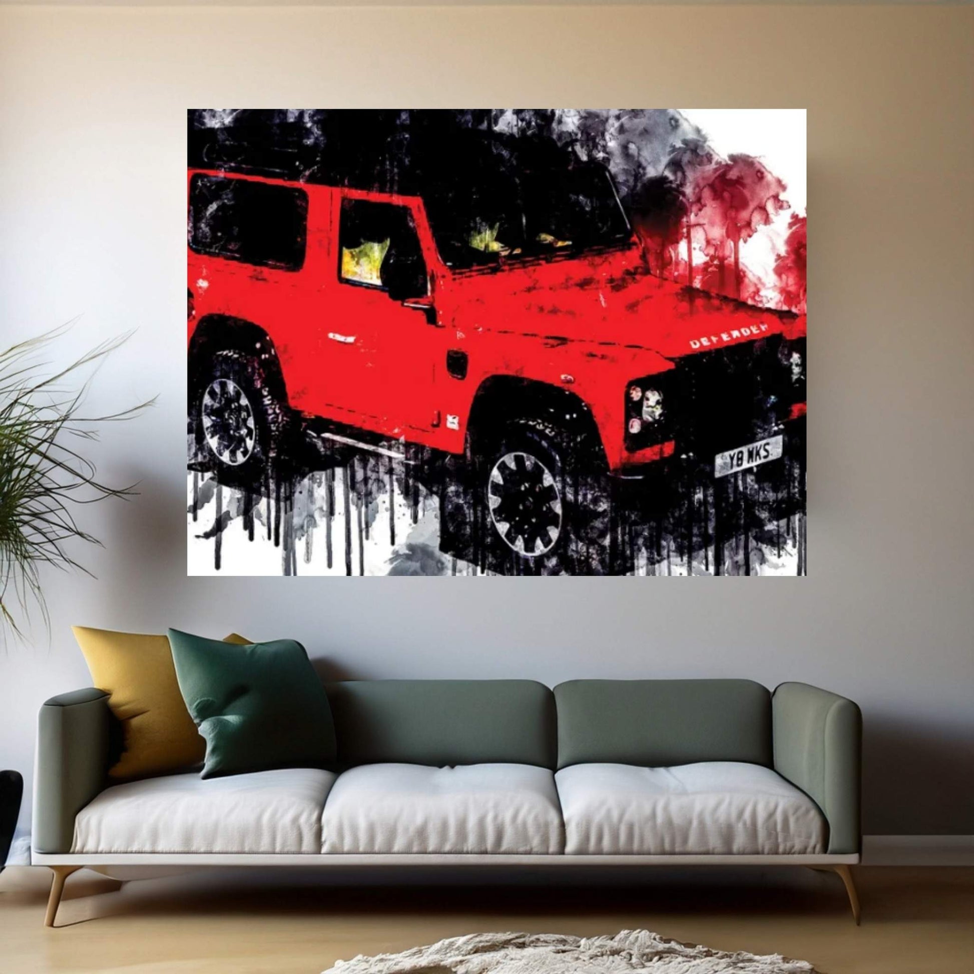 Car 2018 Land Rover Defender 90 Works V8 - Fine Art Print Canvas Wall Art - Y Canvas
