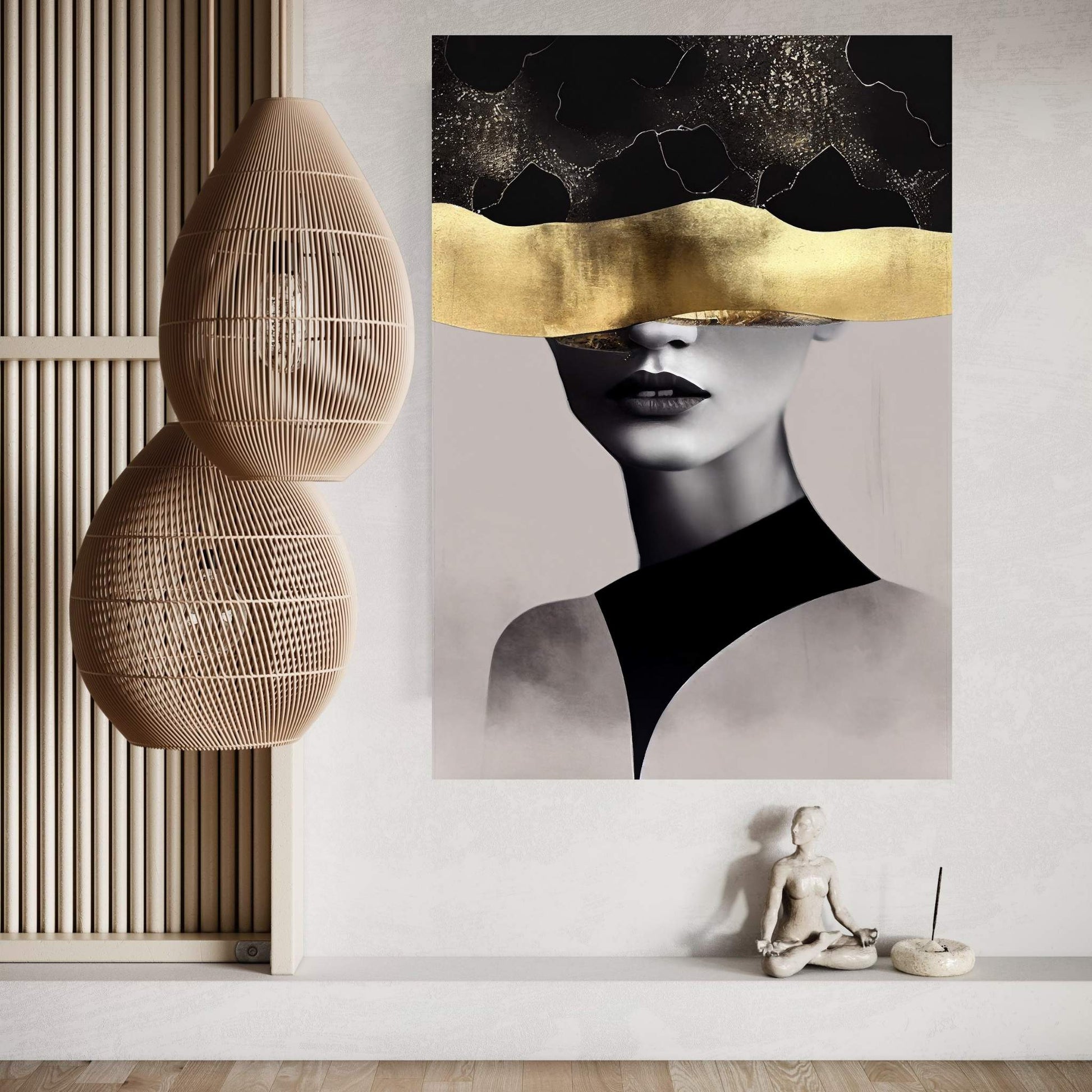 Modern Woman Gold Details Canvas Wall Art - Y Canvas