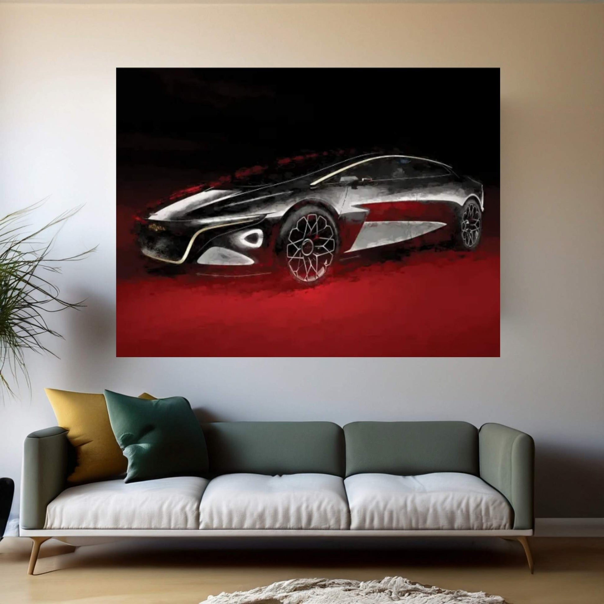 Aston Martin Concept Watercolor Canvas Wall Art - Y Canvas