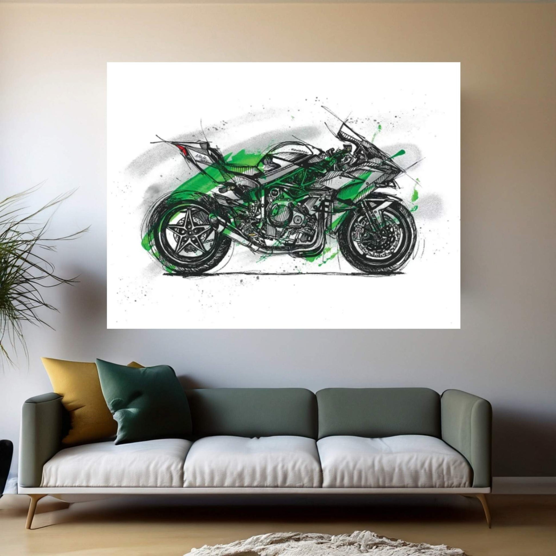 Ninja H2R Canvas Wall Art - Y Canvas