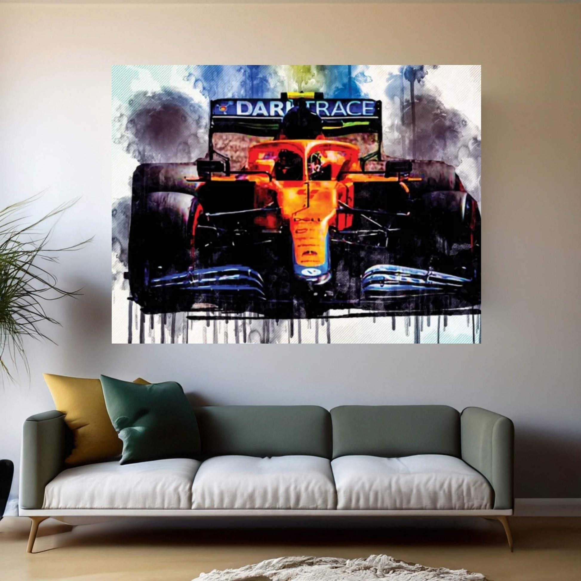Lando Norris Raceway Mclaren Mcl35M On Track Formula 1 2021 F1 Cars Sportscars Canvas Wall Art - Y Canvas