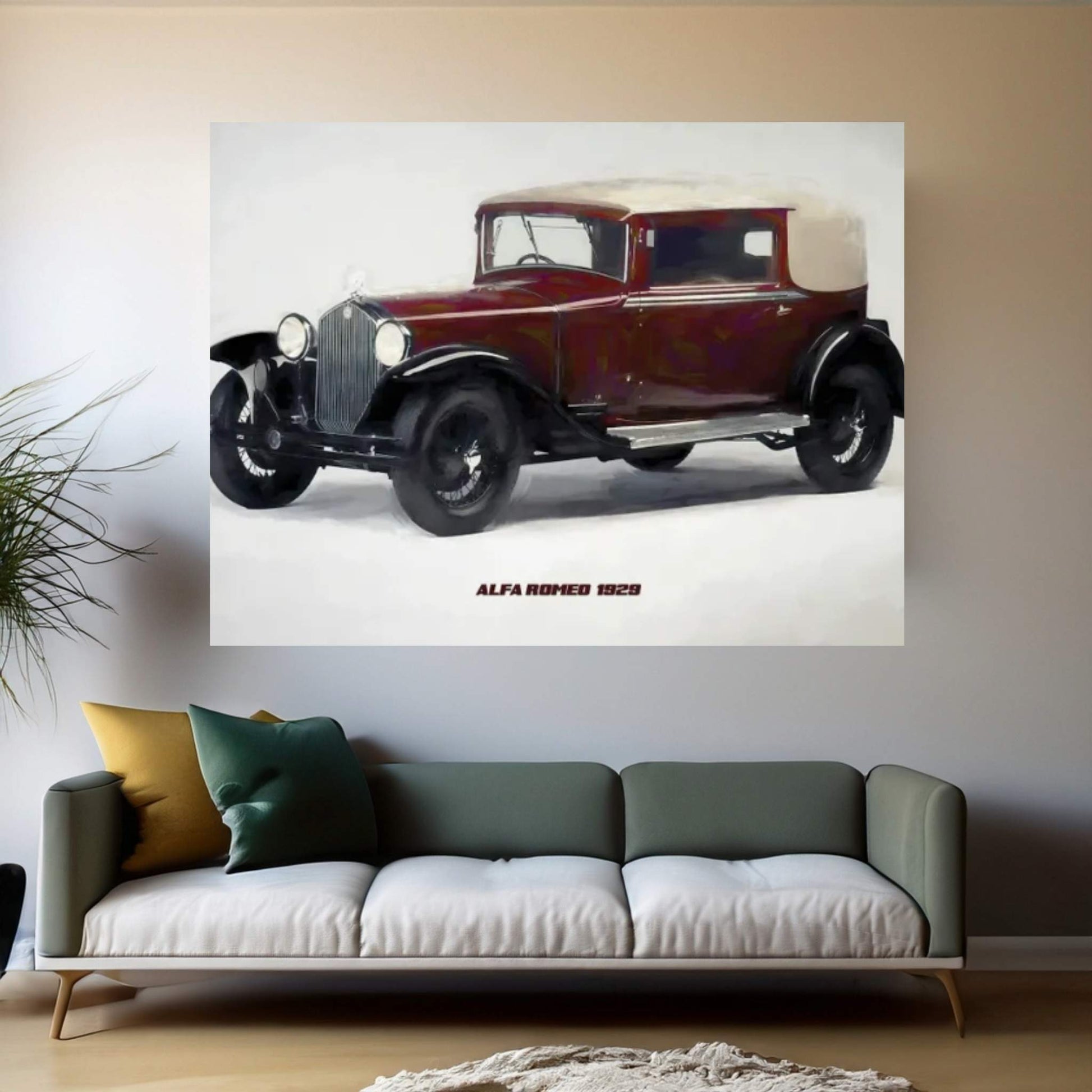 Alfa Romeo Retro 1929 Canvas Wall Art - Y Canvas