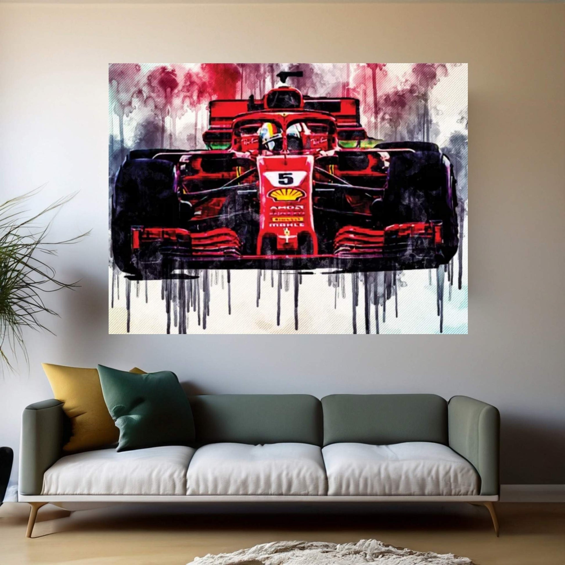 Sebastian Vettel Formula One World Champion Ferrari Sf90 Scuderia Ferrari Race Car F1 German Racer Formula 1 Canvas Wall Art - Y Canvas