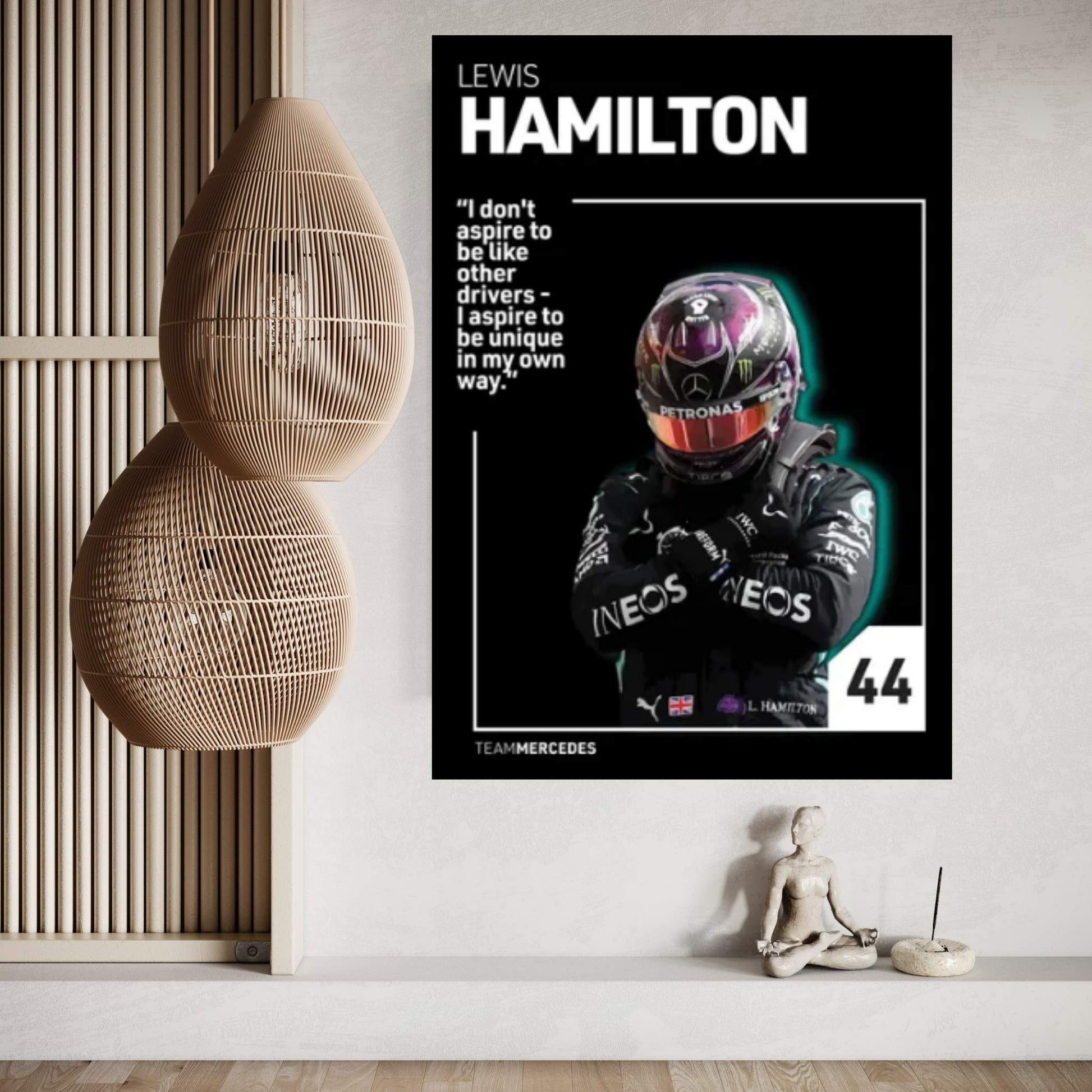 Lewis Hamilton (Black) Canvas Wall Art - Y Canvas