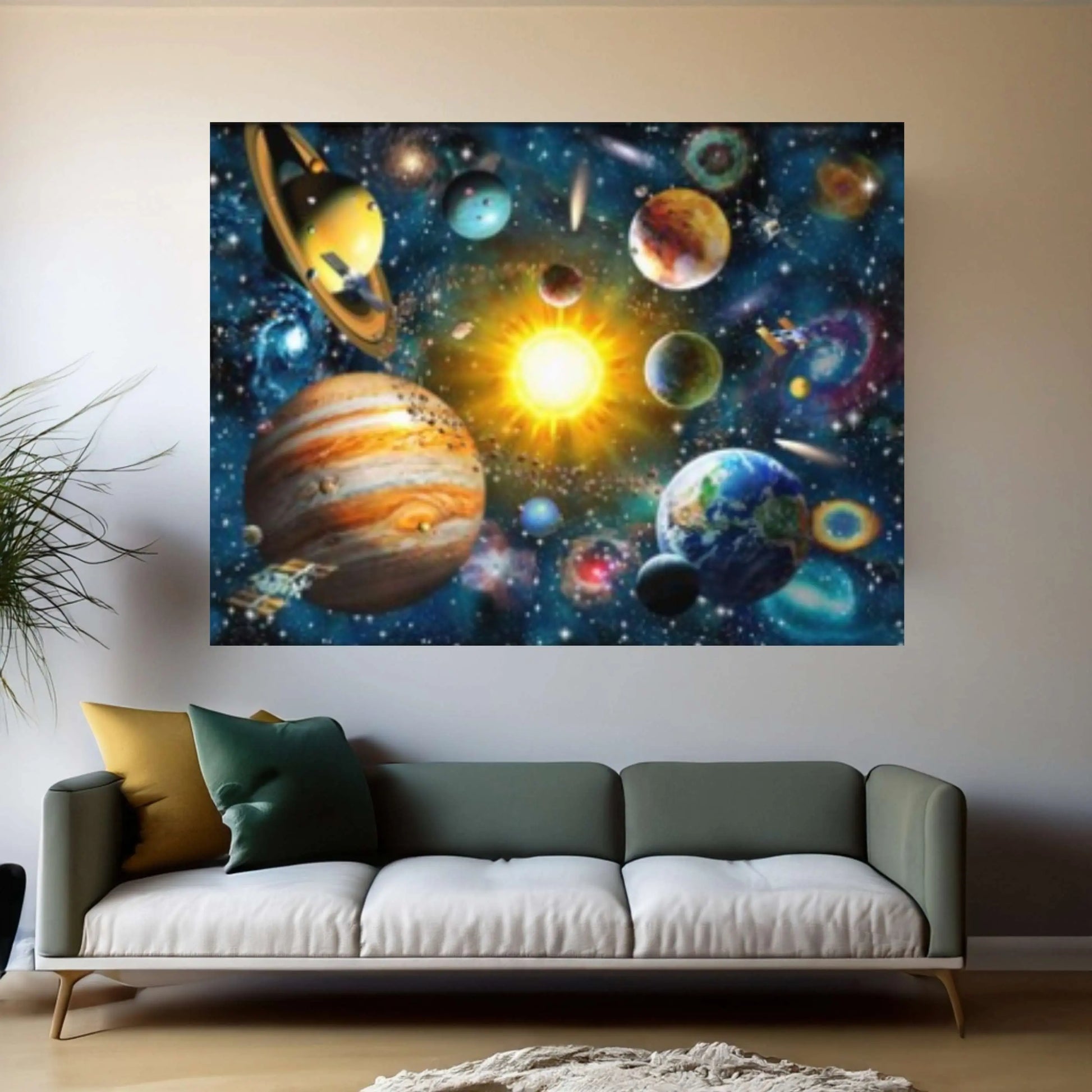 Amazing Solar System Outer Space Canvas Wall Art ,Floating Frame Option, Extra Large Canvas Wall Art Print on Canvas - Y Canvas